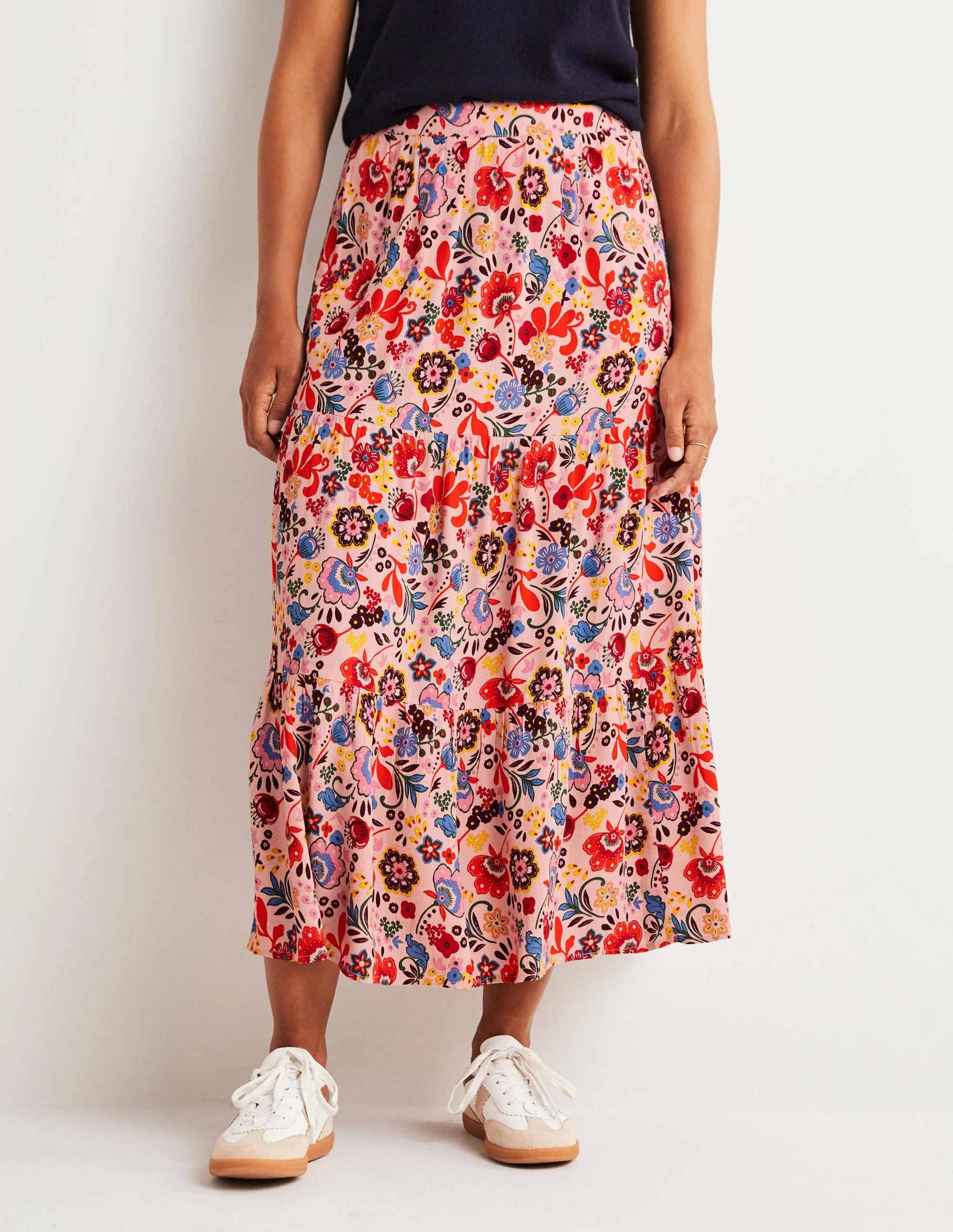 Tiered Midi Skirt-Milkshake, Pretty Paradise - Image 4