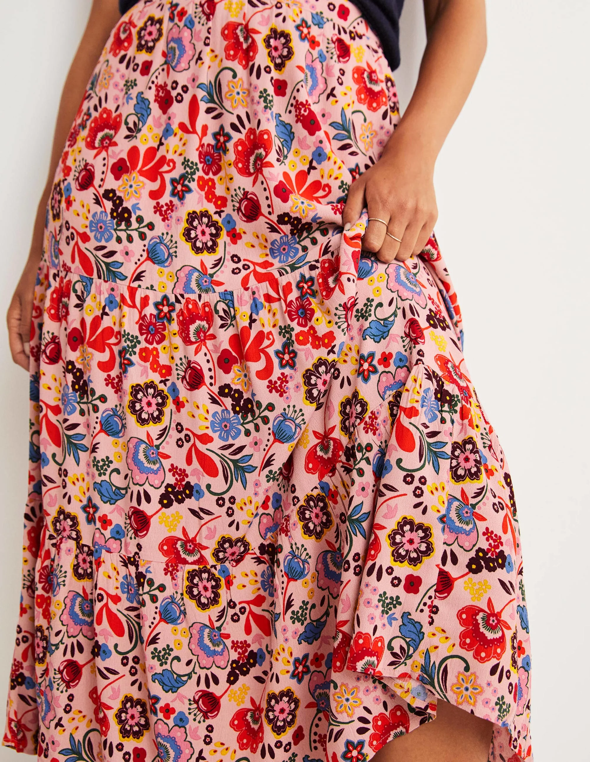 Tiered Midi Skirt-Milkshake, Pretty Paradise - Image 5