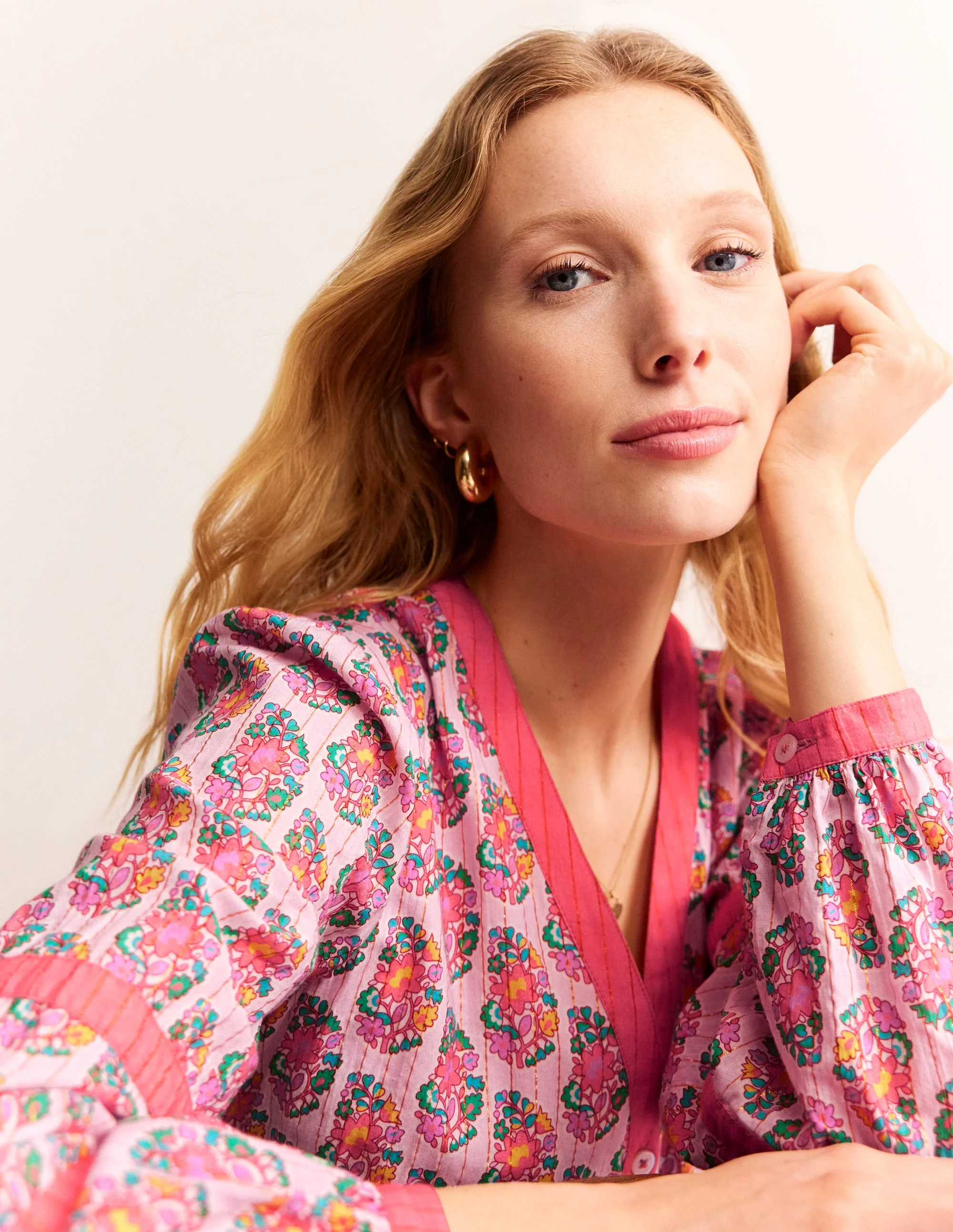 Tiered Midi V Neck Dress-Fragrent Lily, Paisley - Image 2