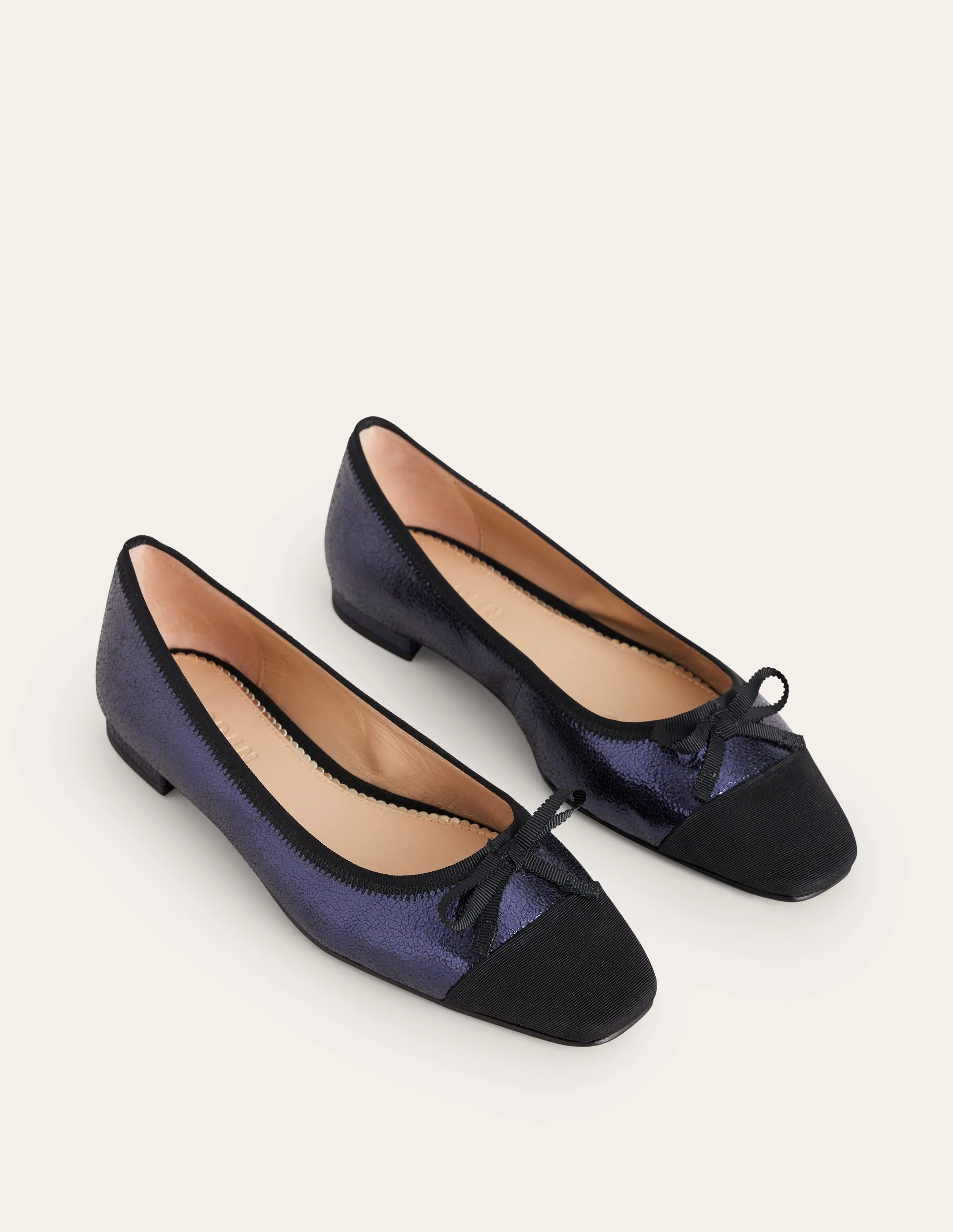 Toe Cap Ballet Flat-Navy Crackle Leather - Image 3