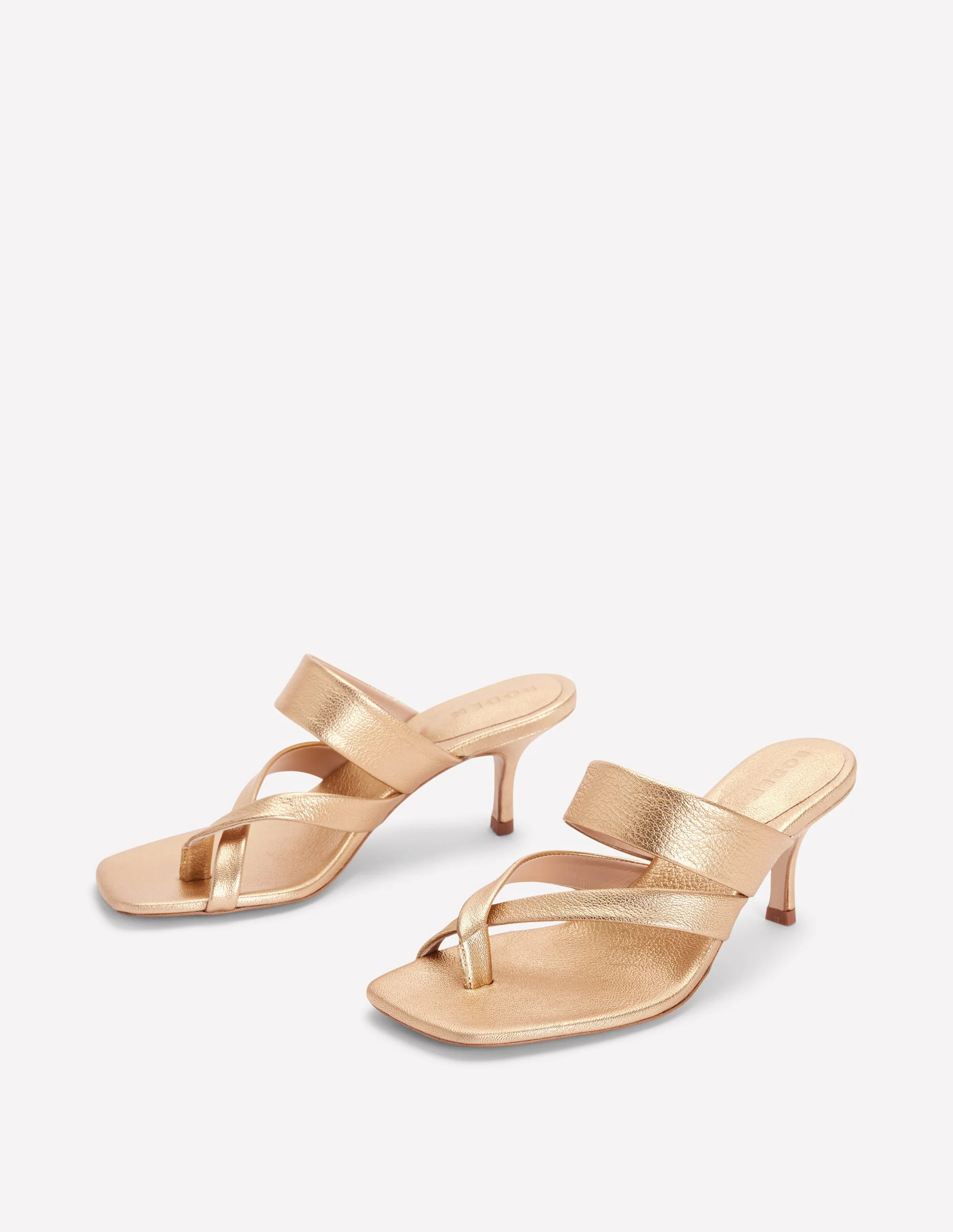 Toe Post Kitten Heels-Gold - Image 3