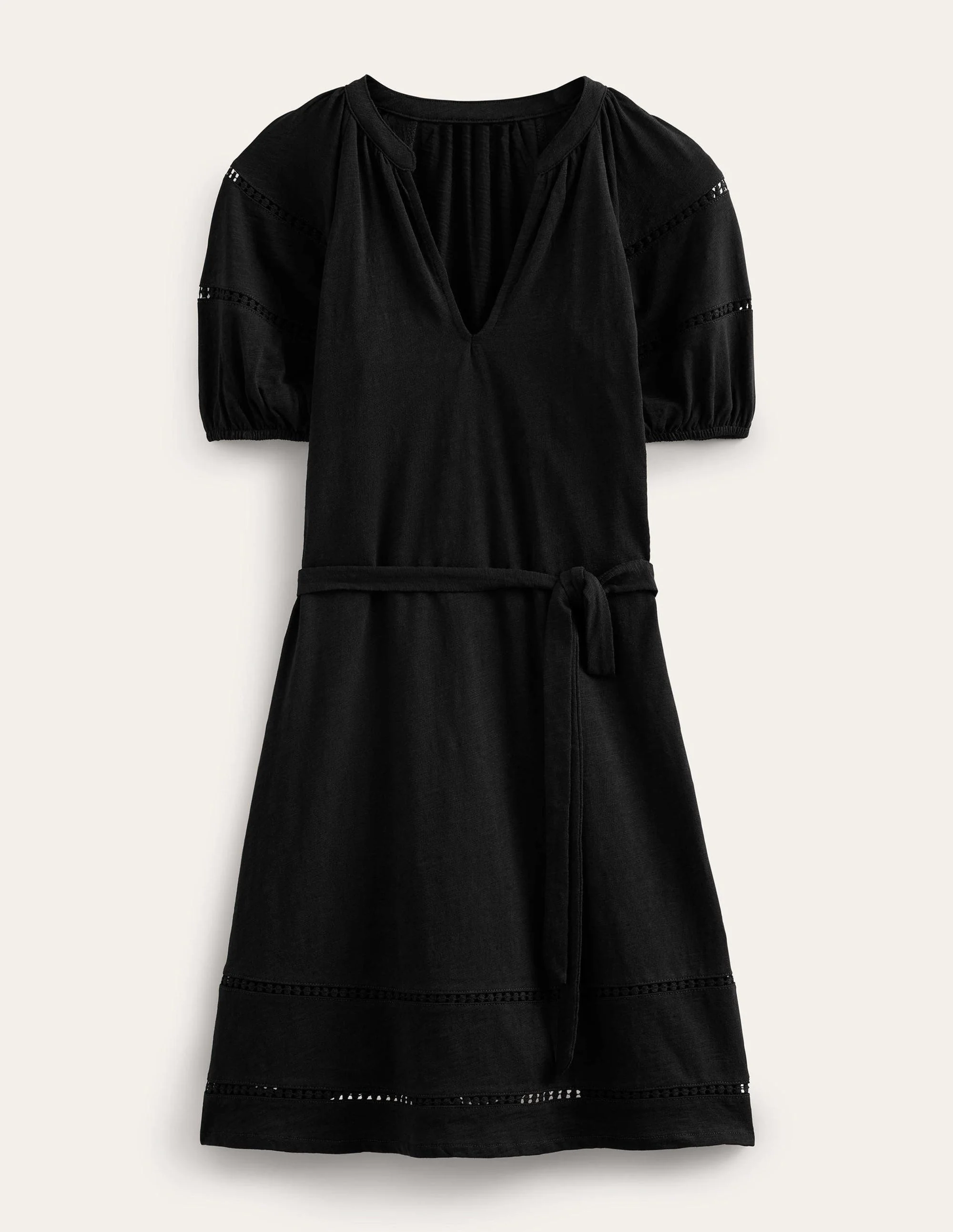 Trim Detail Jersey Dress-Black - Image 6