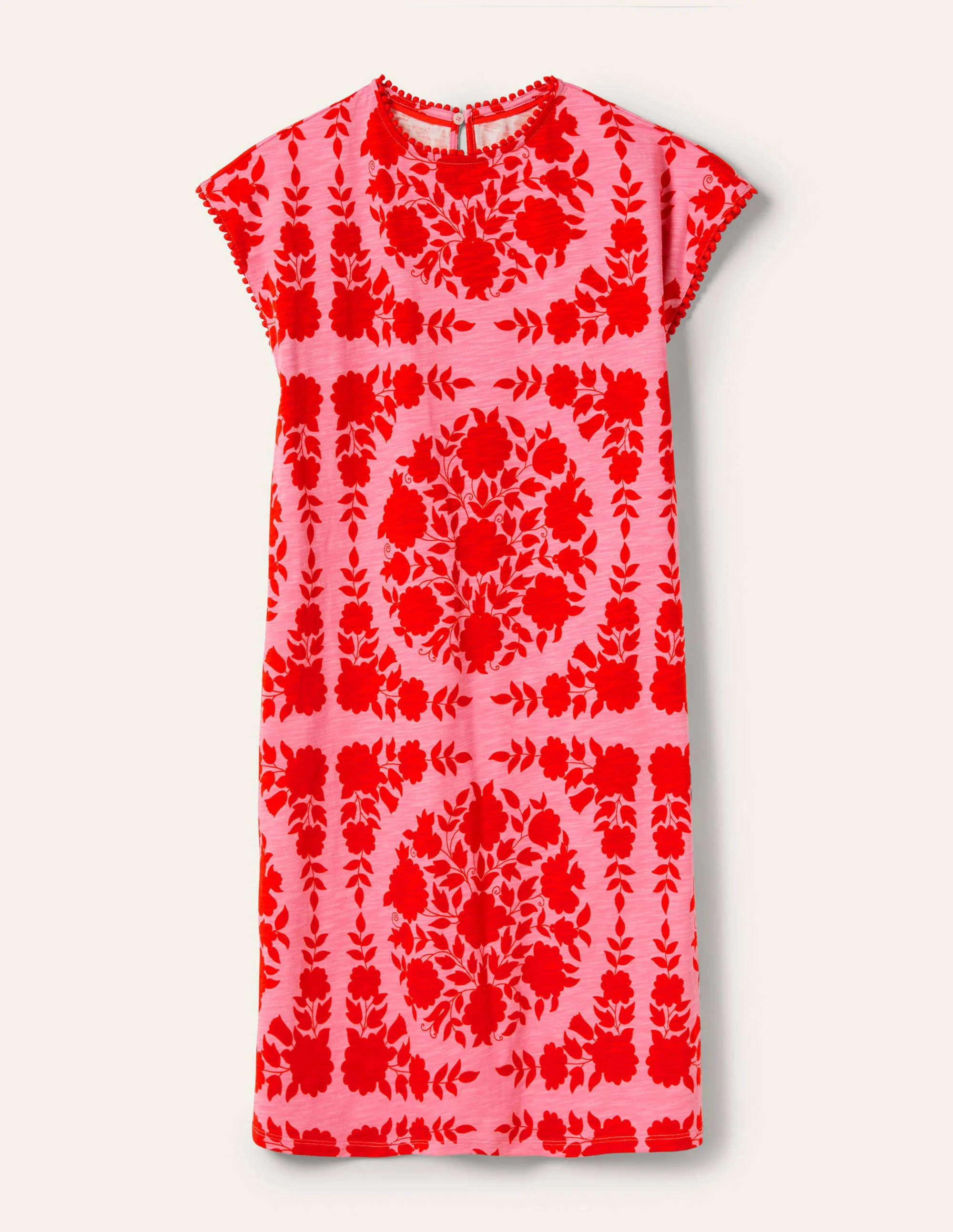 Trim Detail T-Shirt Dress-Posy Pink, Wildflower Prairie - Image 5