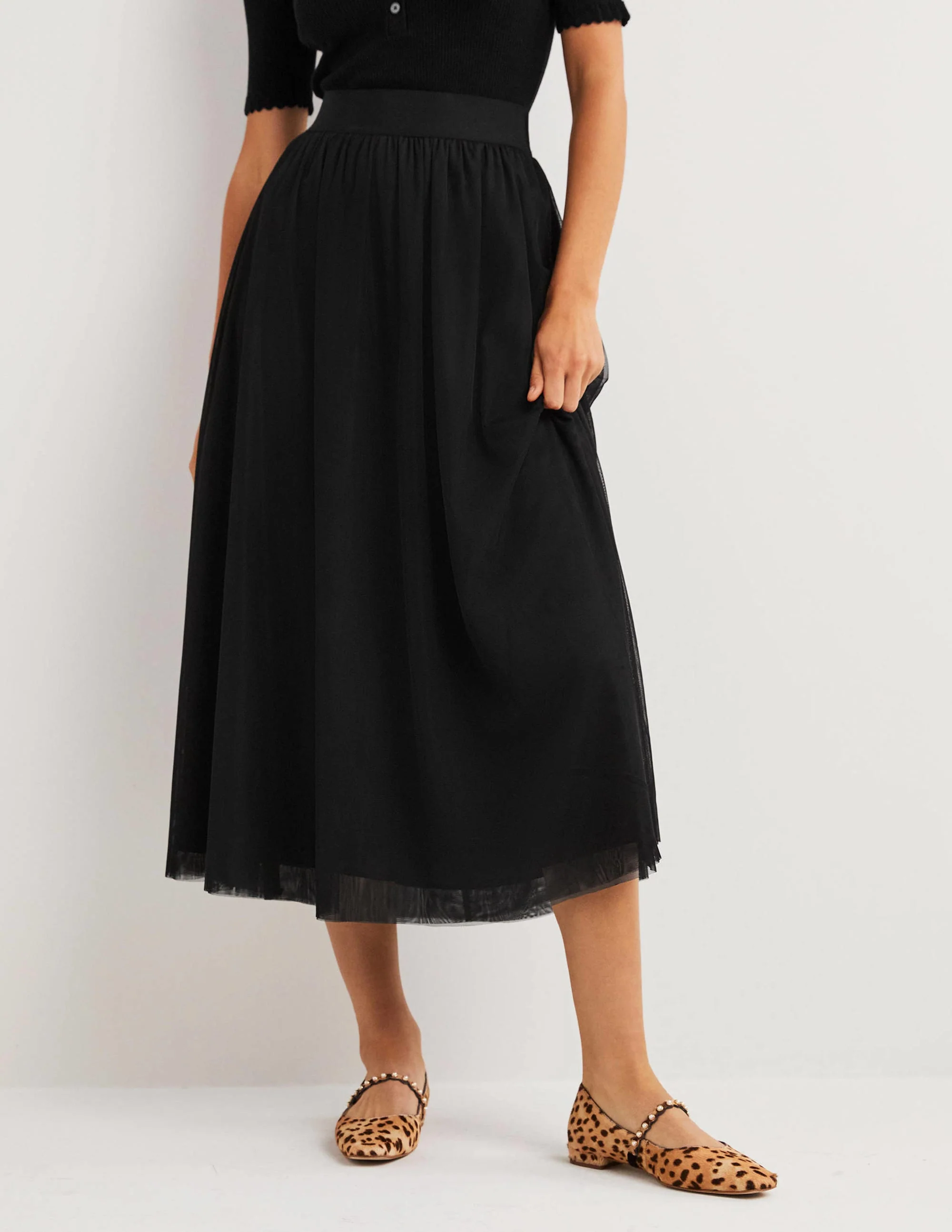 Tulle Full Midi Skirt-Black - Image 4