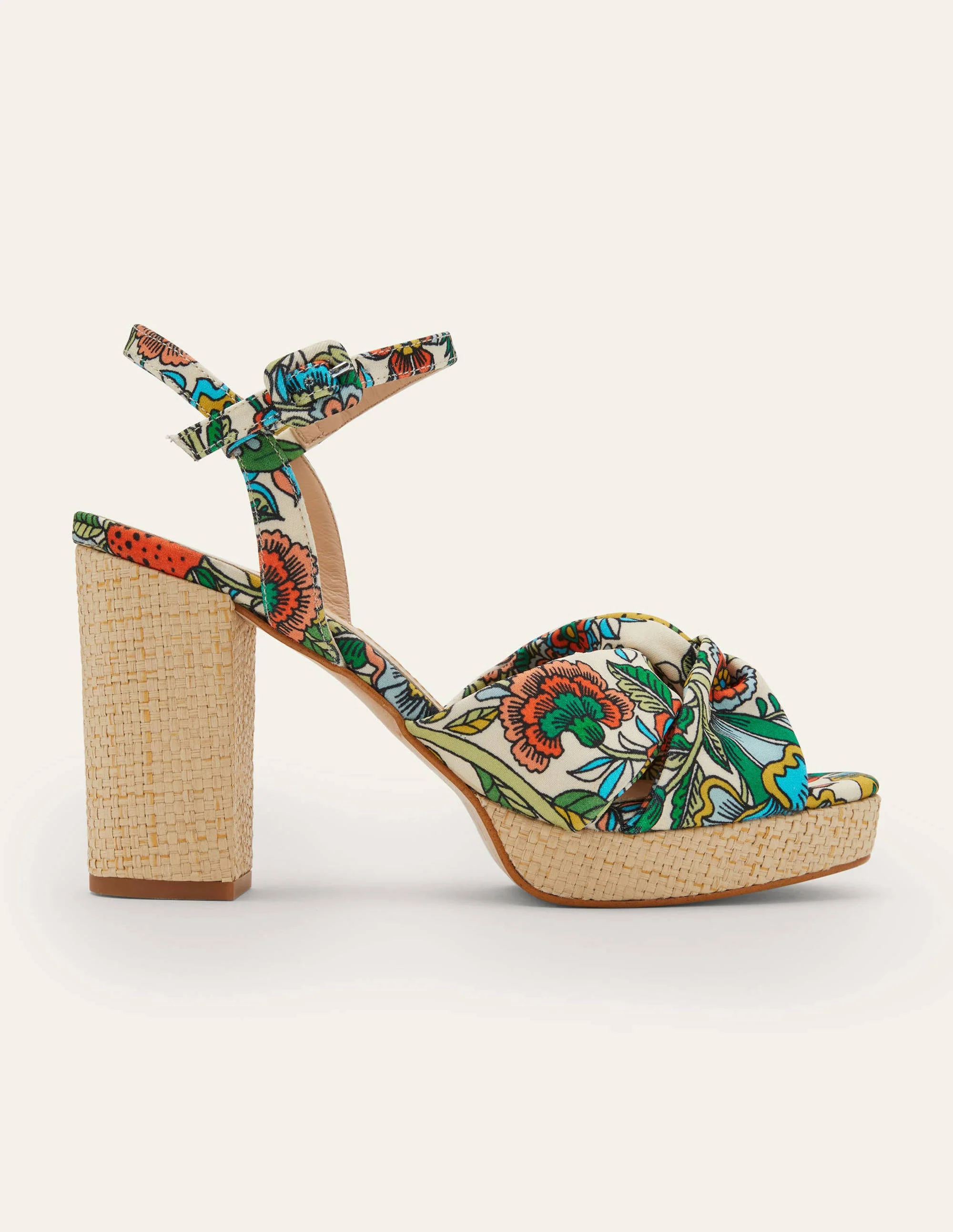 Twist Front Platform Sandals-Ivory, Tropic Meadow - Image 2