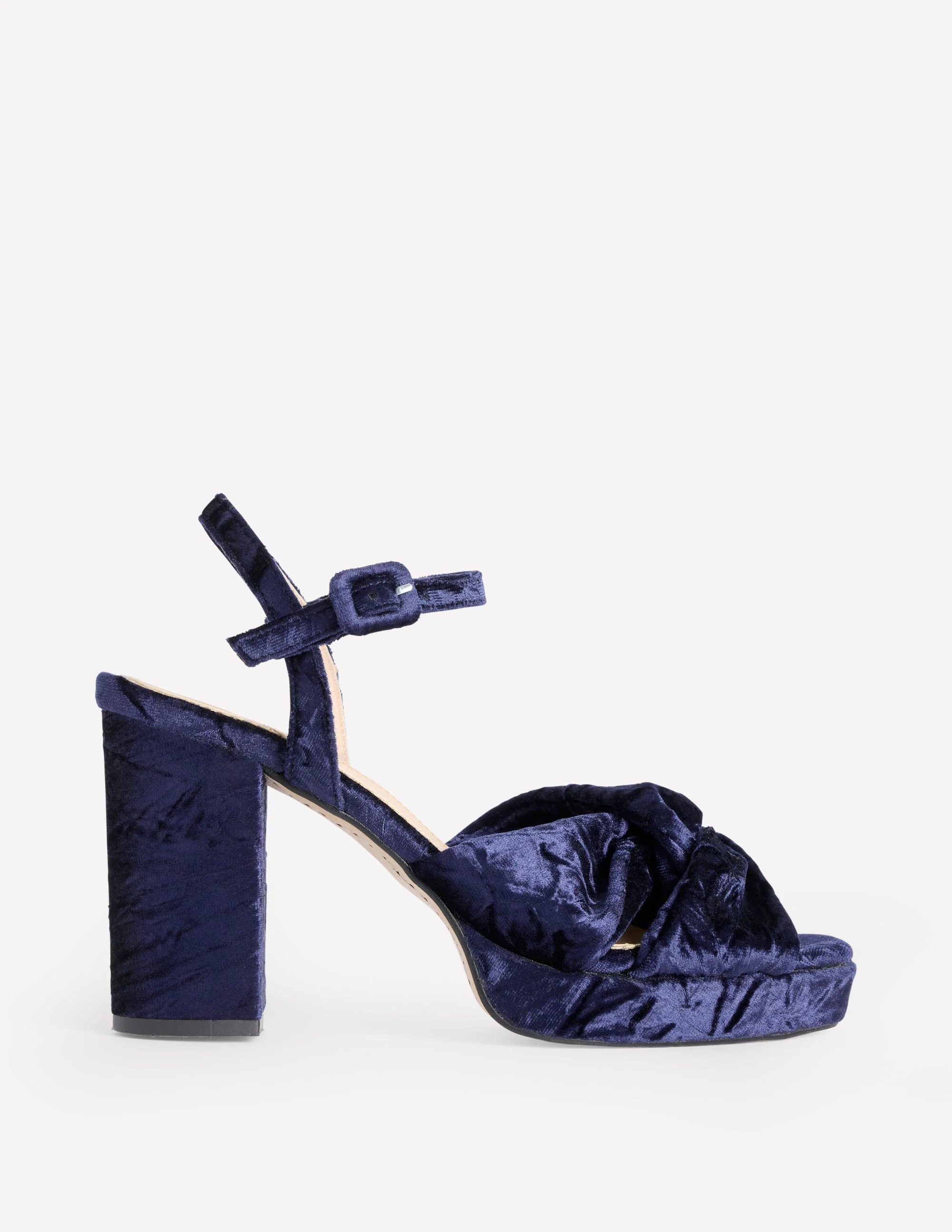 Twist Front Platform Sandals-Navy Velvet - Image 2