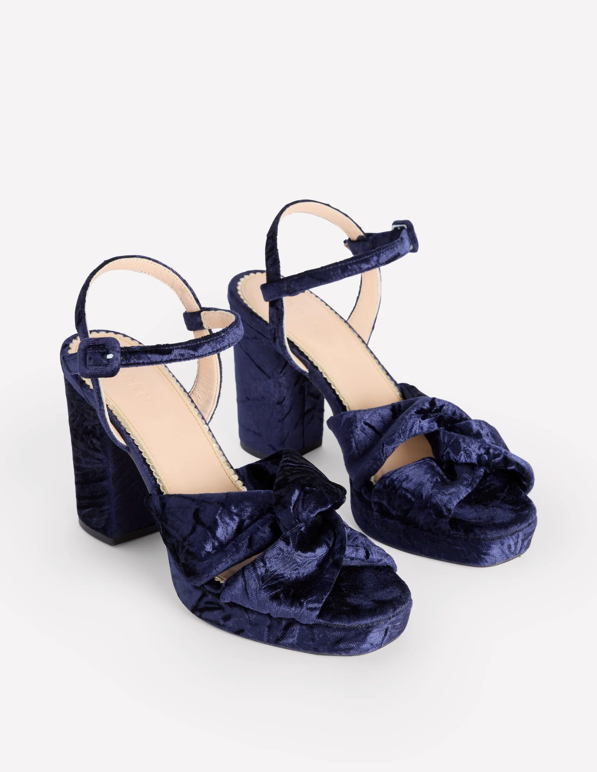 Twist Front Platform Sandals-Navy Velvet - Image 3