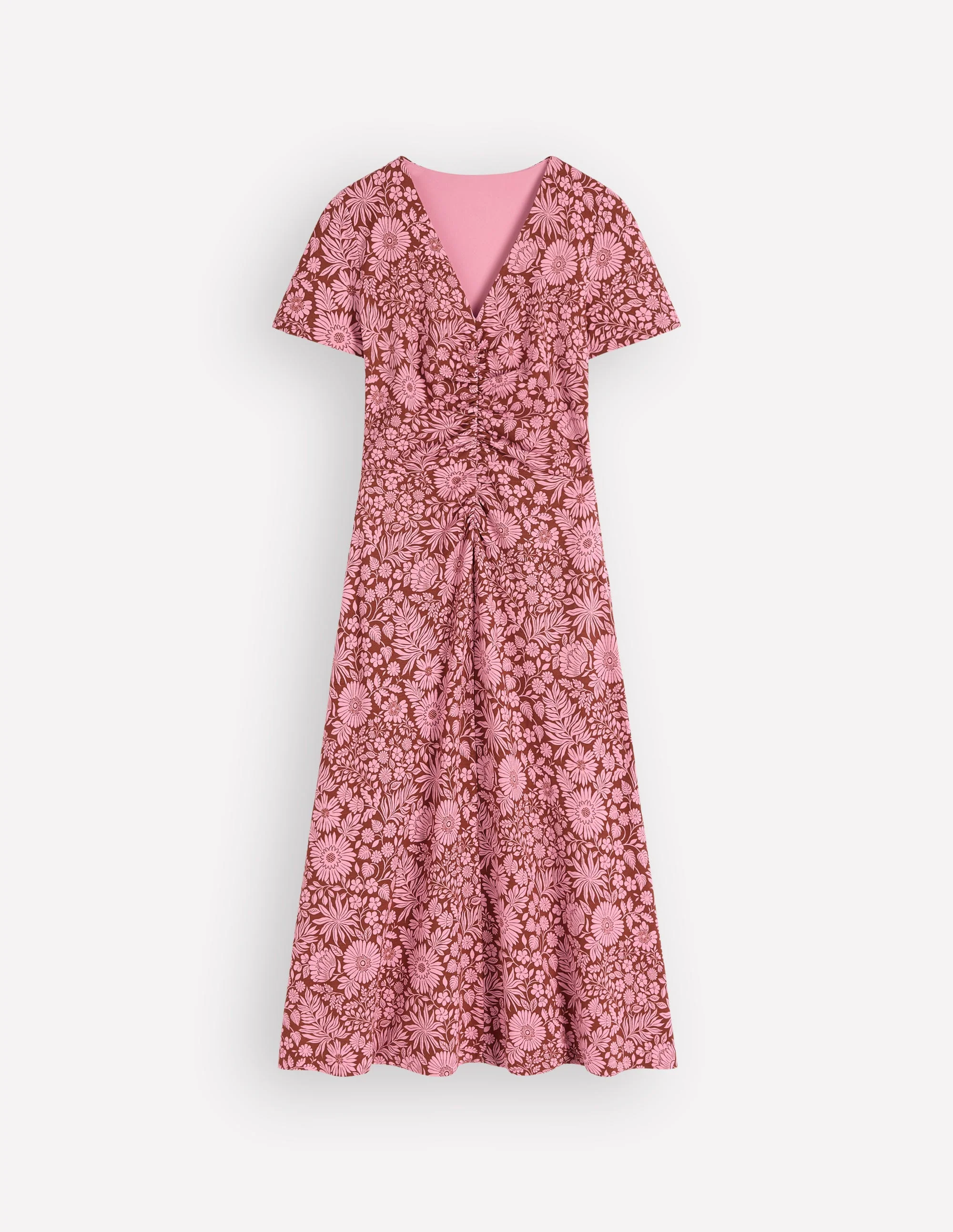 Una Ruched Front Ponte Dress-Russet, Flowerbed Bloom - Image 6