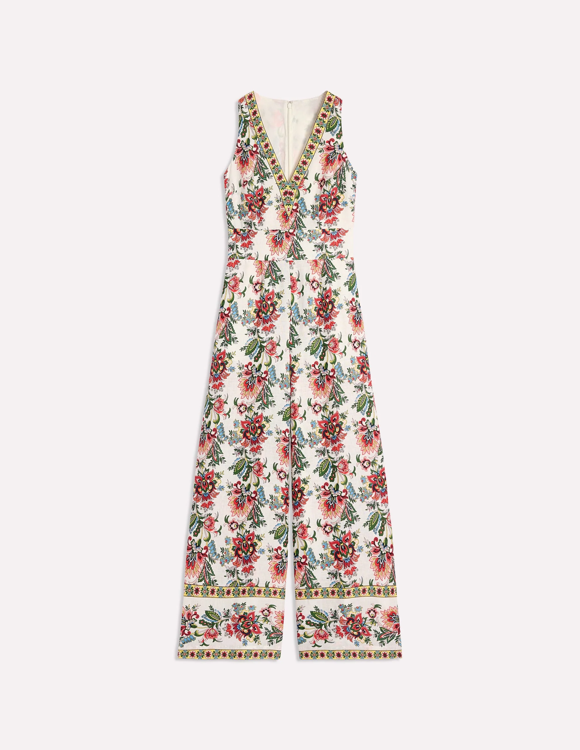 V-Neck Linen Jumpsuit-Ivory, Botanica Terrace - Image 5