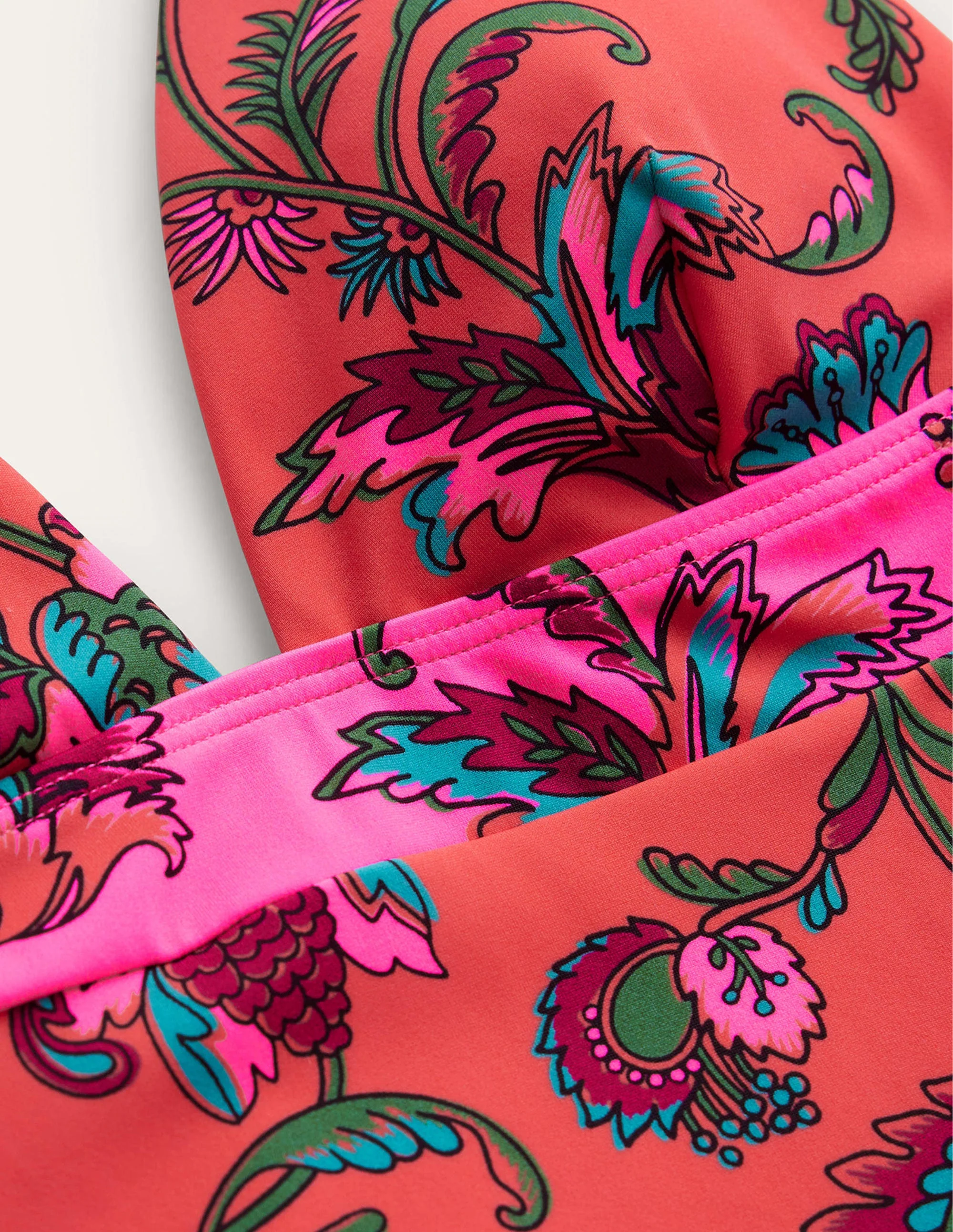 V-Neck Panelled Swimsuit-Spice Pink Floral - Image 7