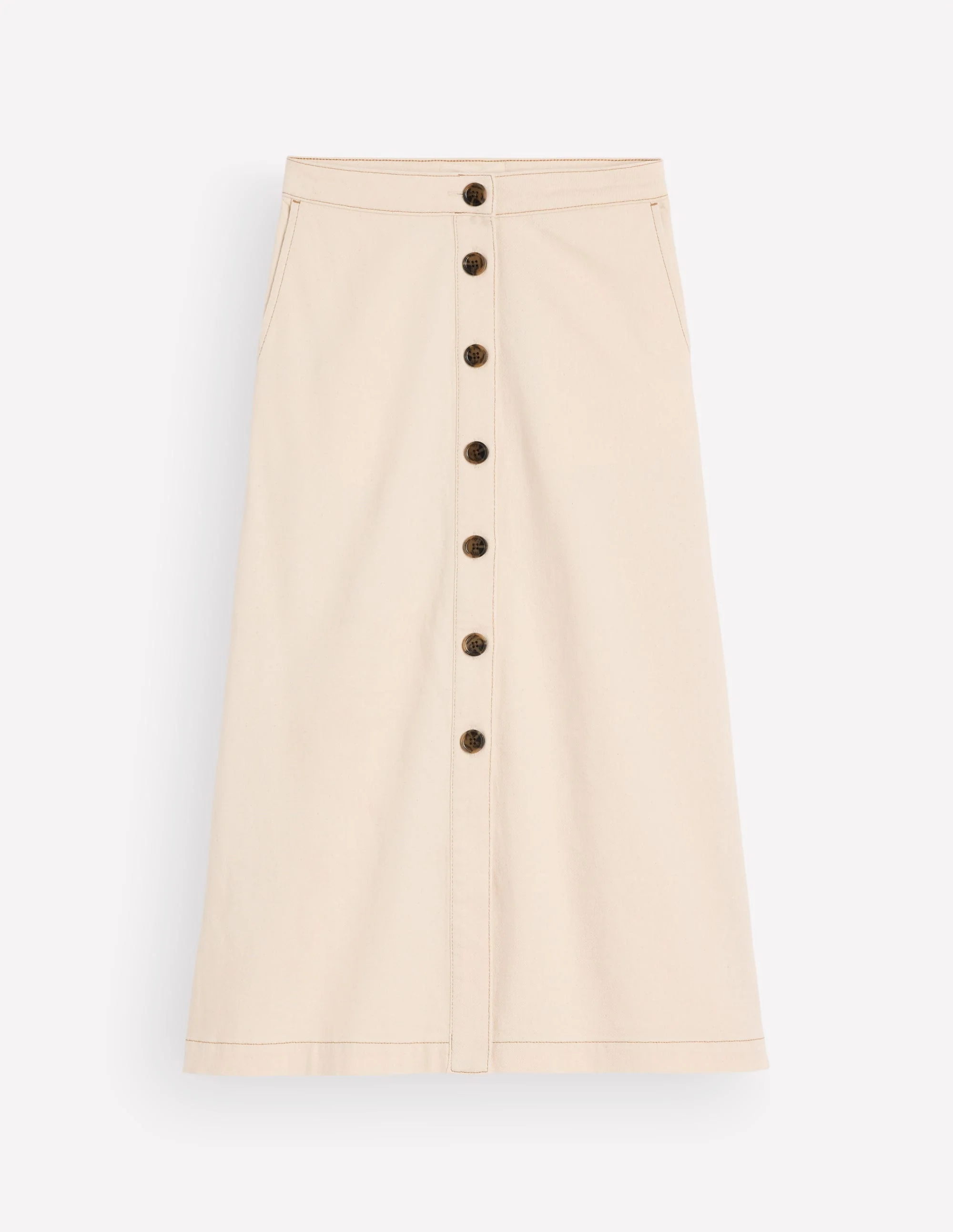 Val Button Denim Midi Skirt-Ecru - Image 7