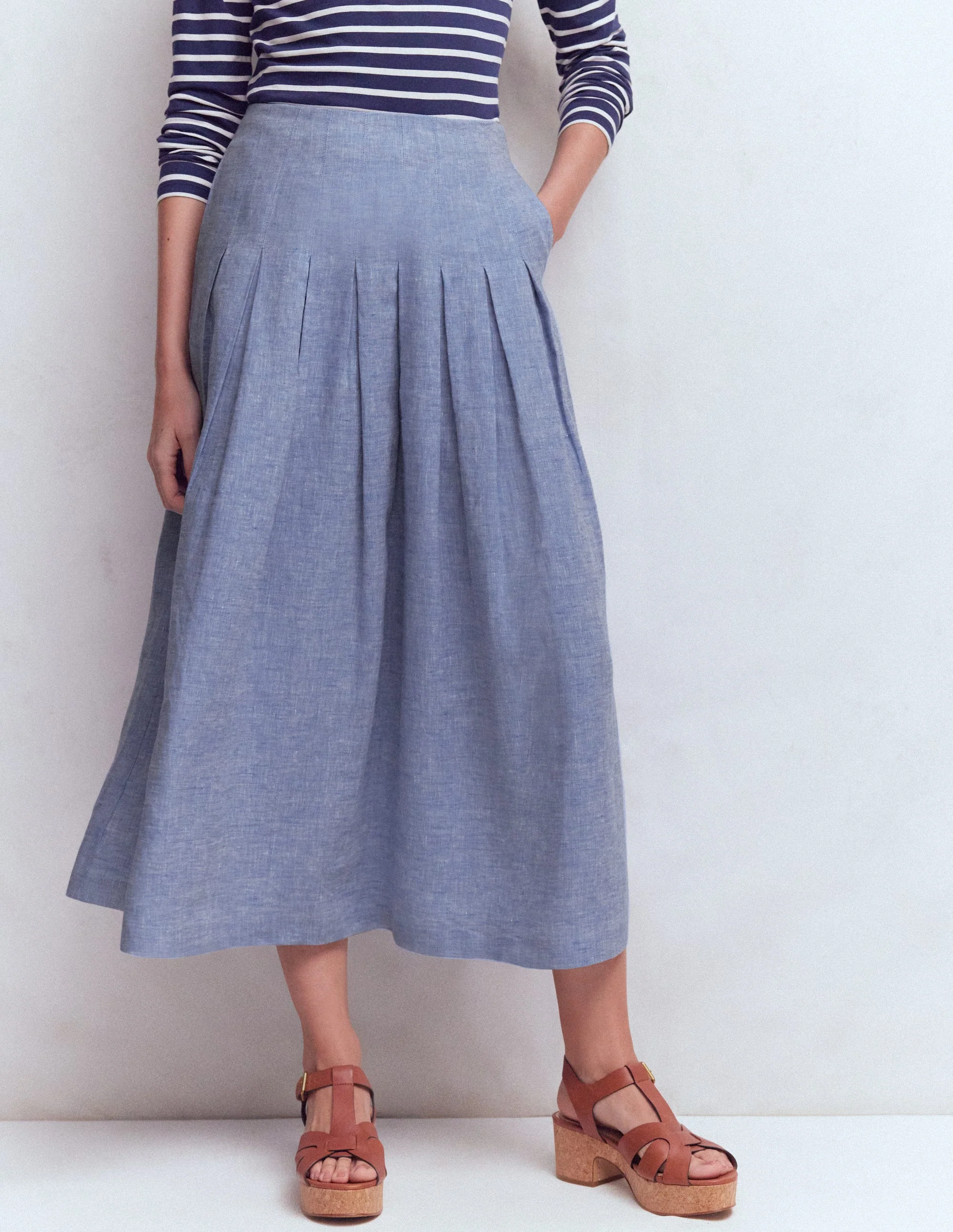 Valentina Linen Skirt-Blue Chambray - Image 5