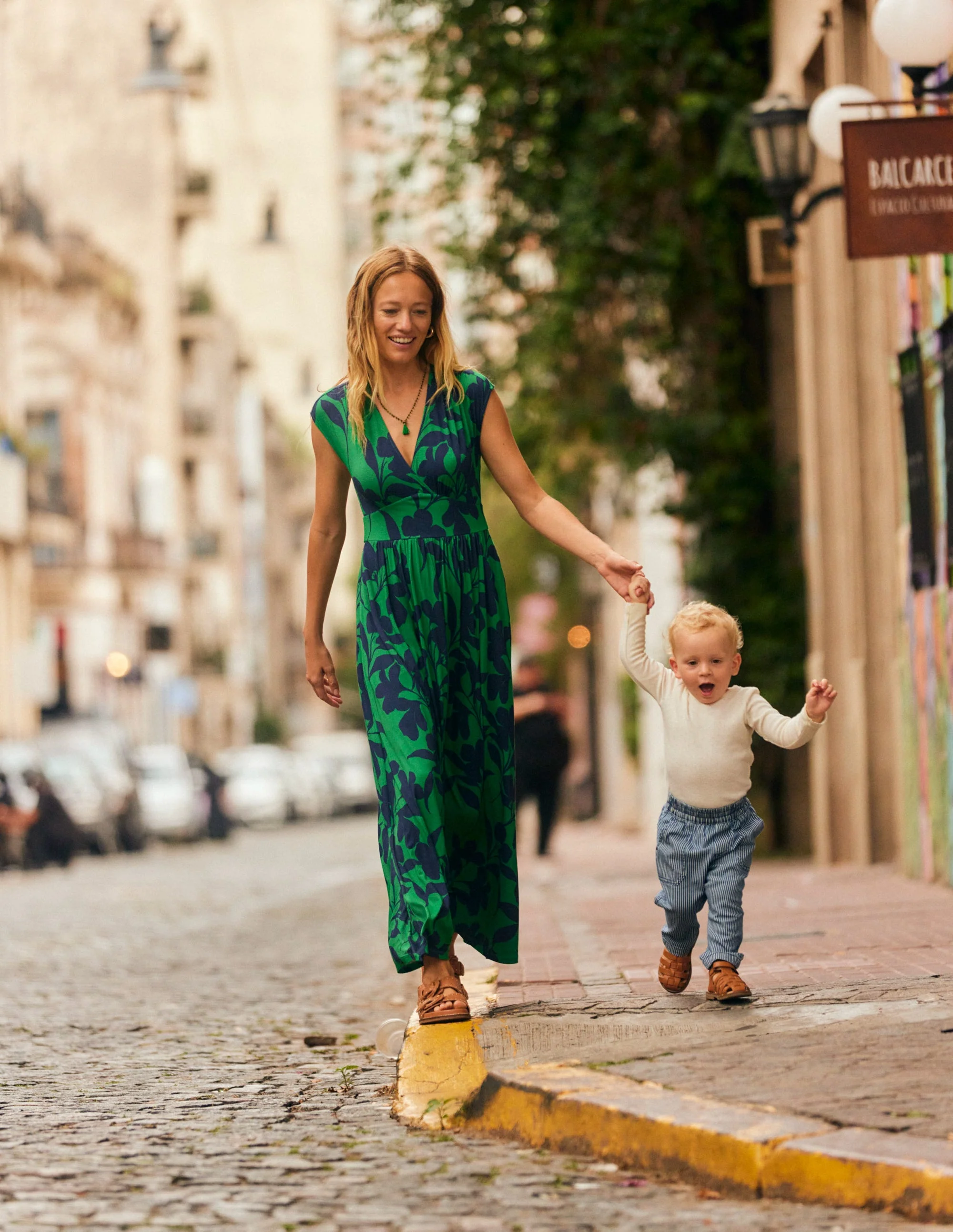Vanessa Wrap Jersey Maxi Dress-Green, Silhouette Bloom - Image 5