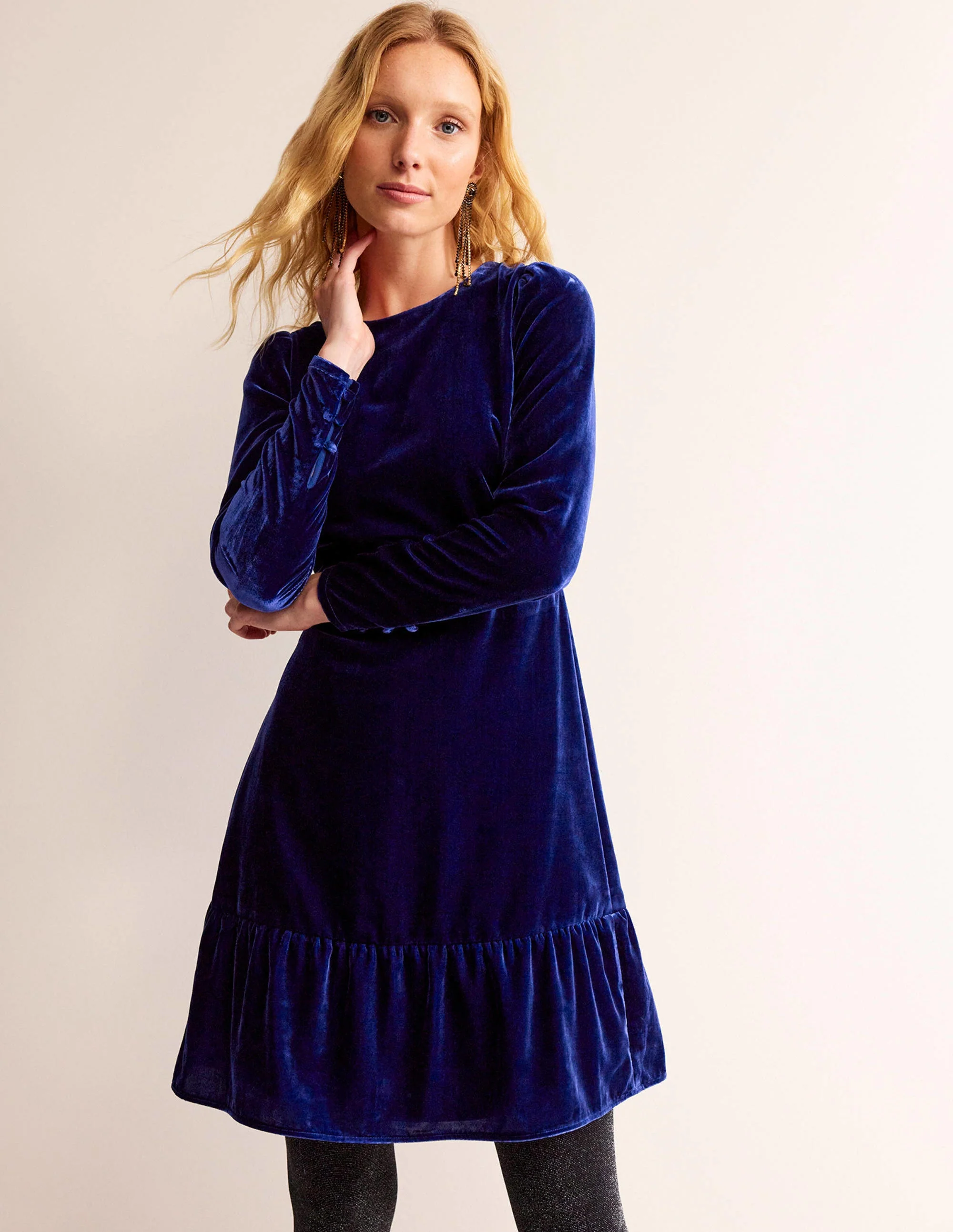 Velvet Short Dress-Sapphire Blue - Image 4