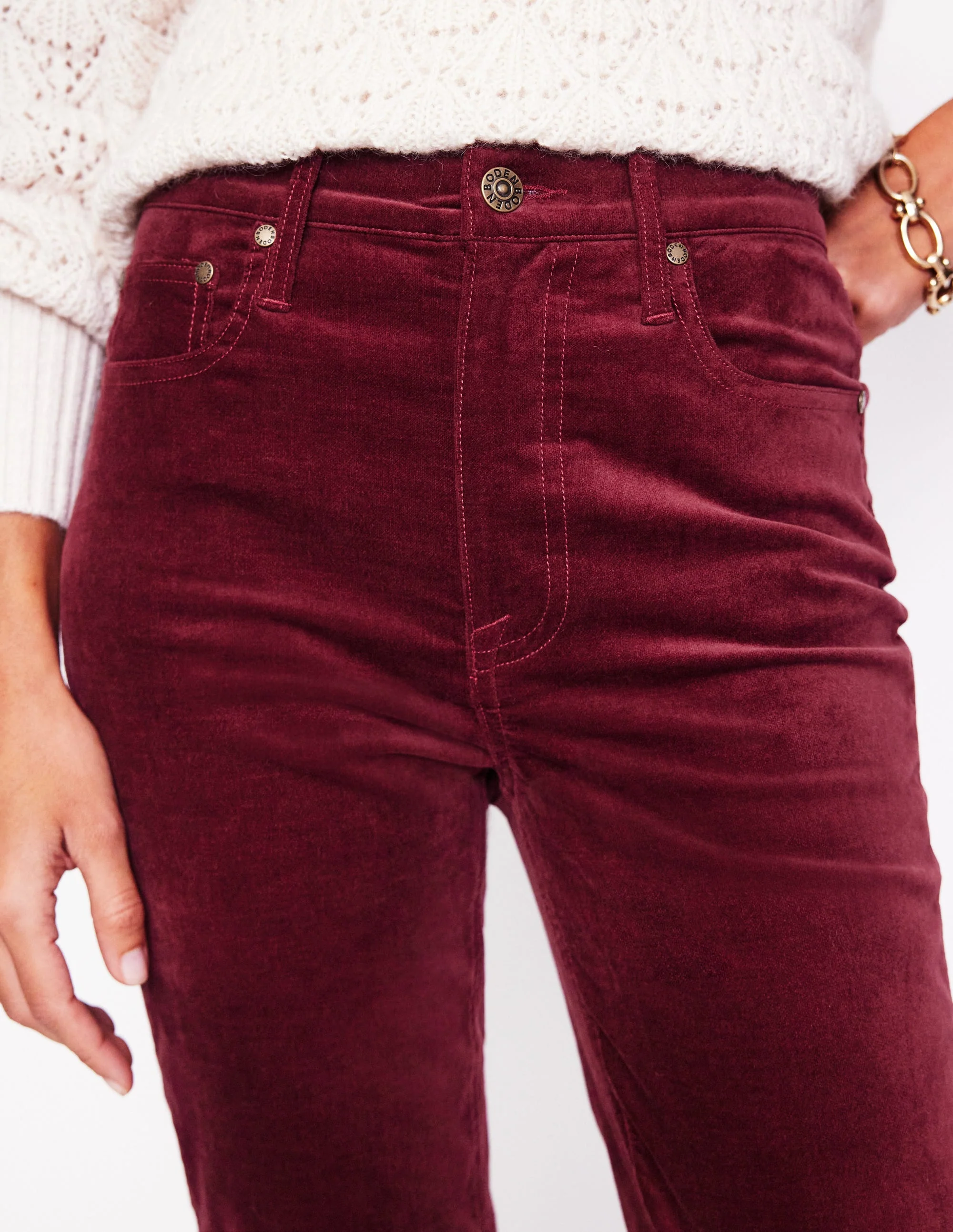 Velveteen 5 Pocket Jeans-Chestnut - Image 5