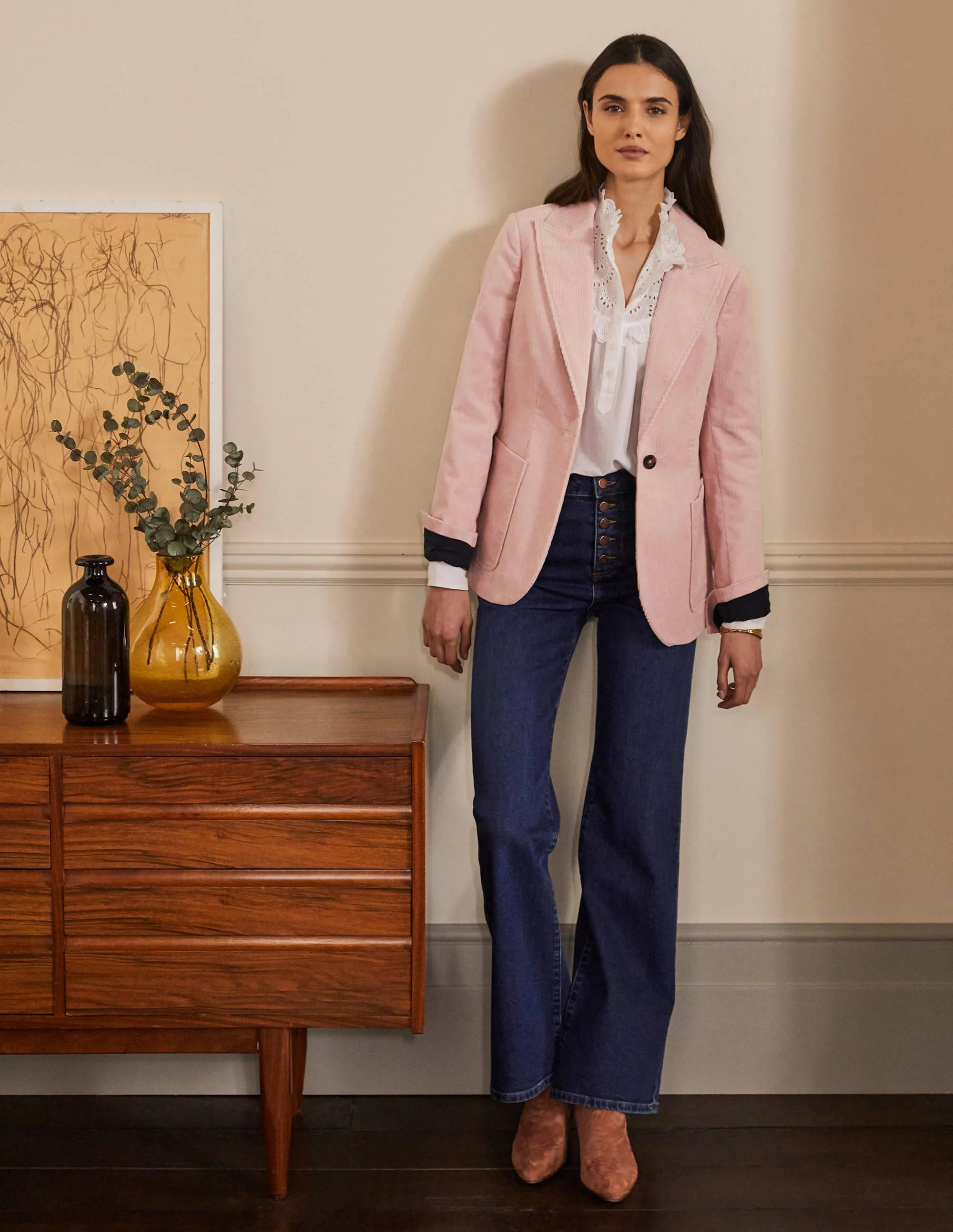 Victoria Cord Blazer-Milkshake - Image 3