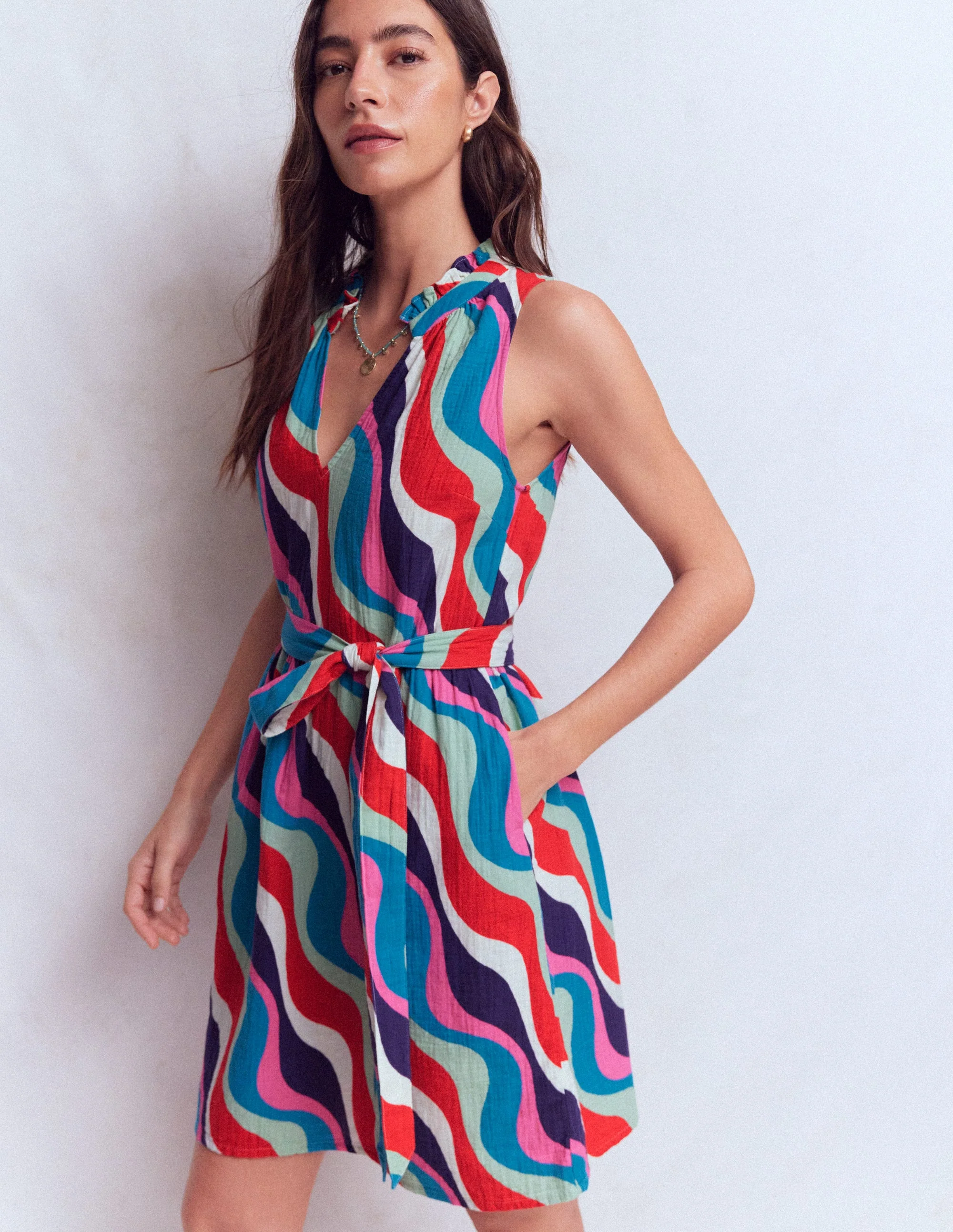 Viv Double Cloth Short Dress-Wiggle Print - Image 5