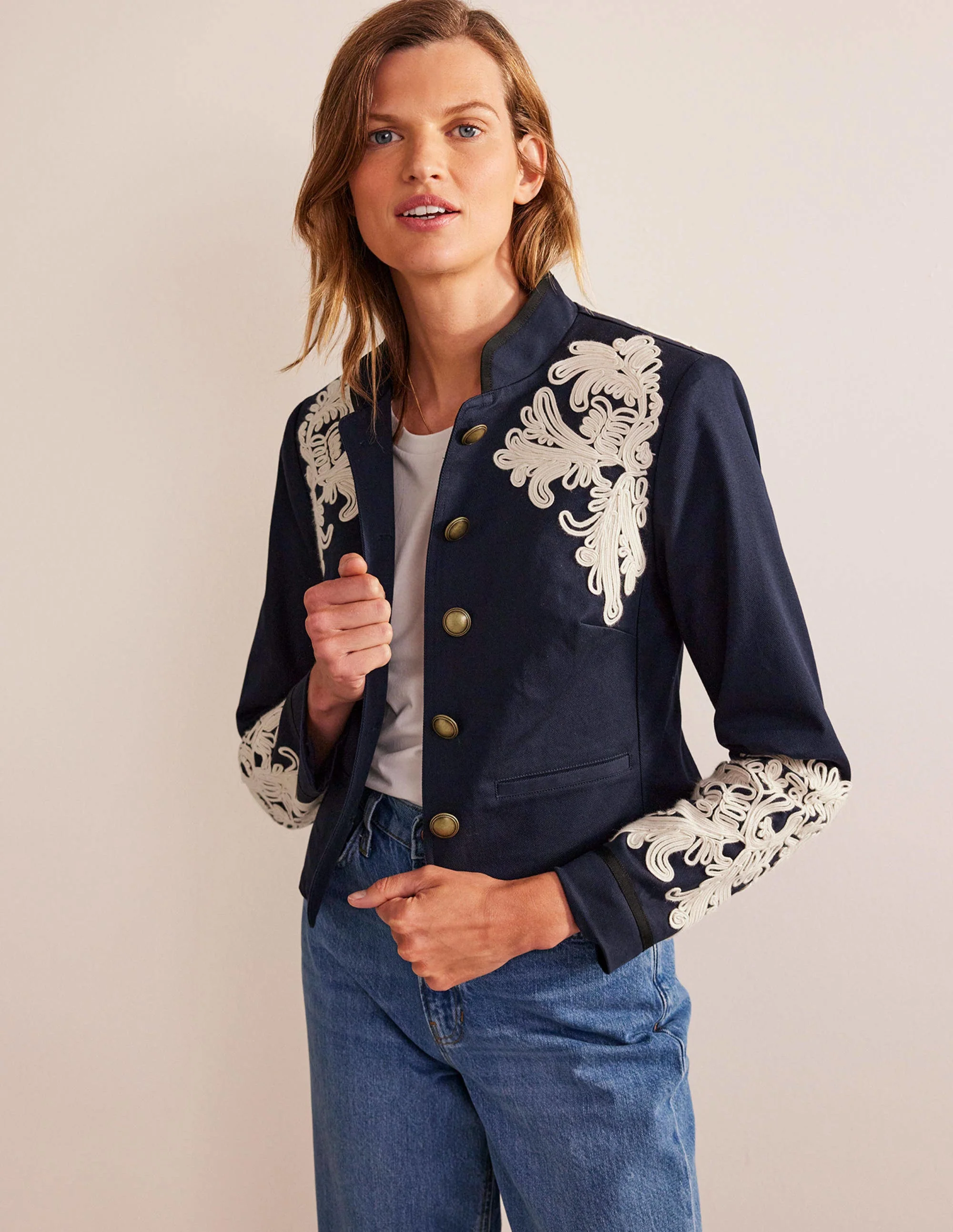 Warwick Embroidered Jacket-Navy - Image 2