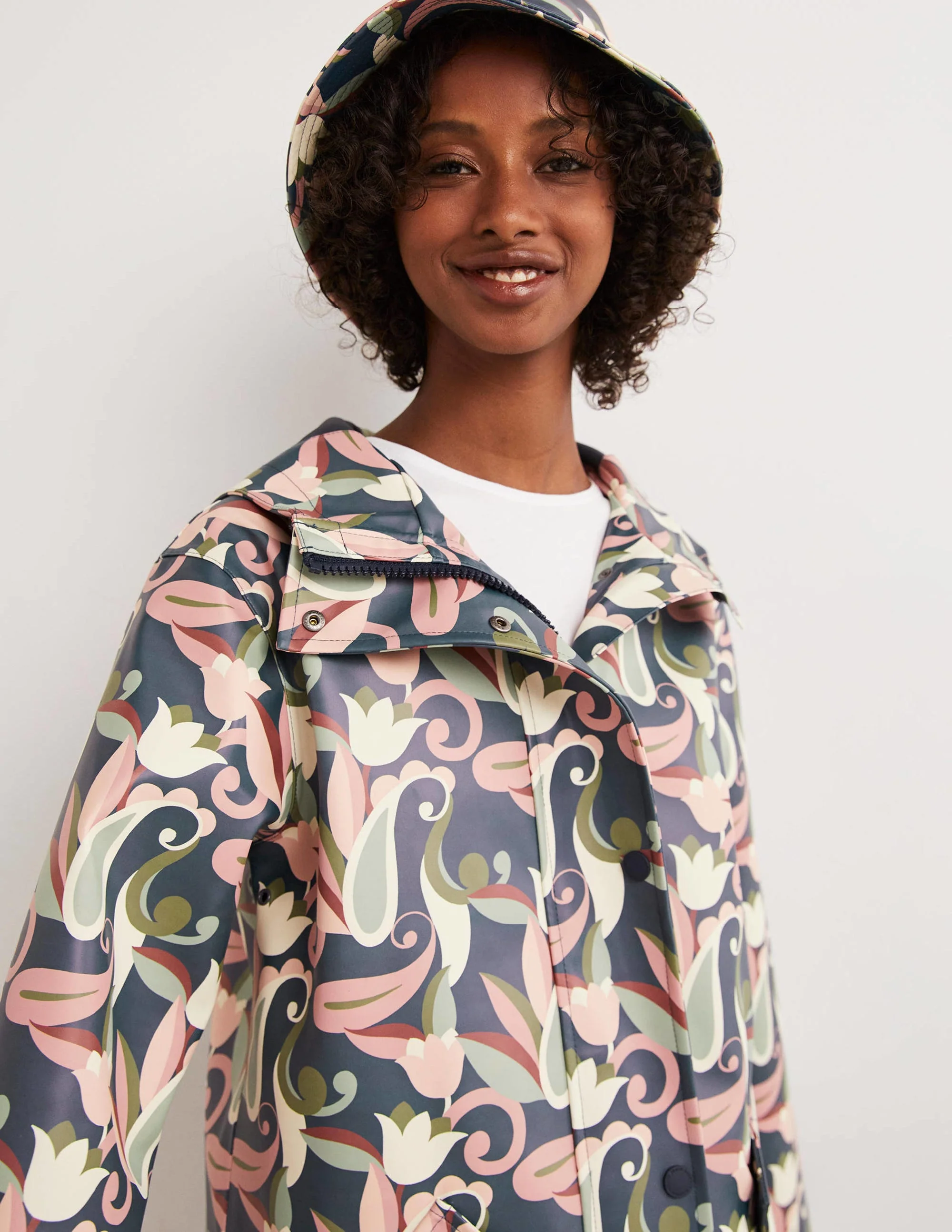 Waterproof Longline Raincoat-Multi, Paisley Meadow - Image 5
