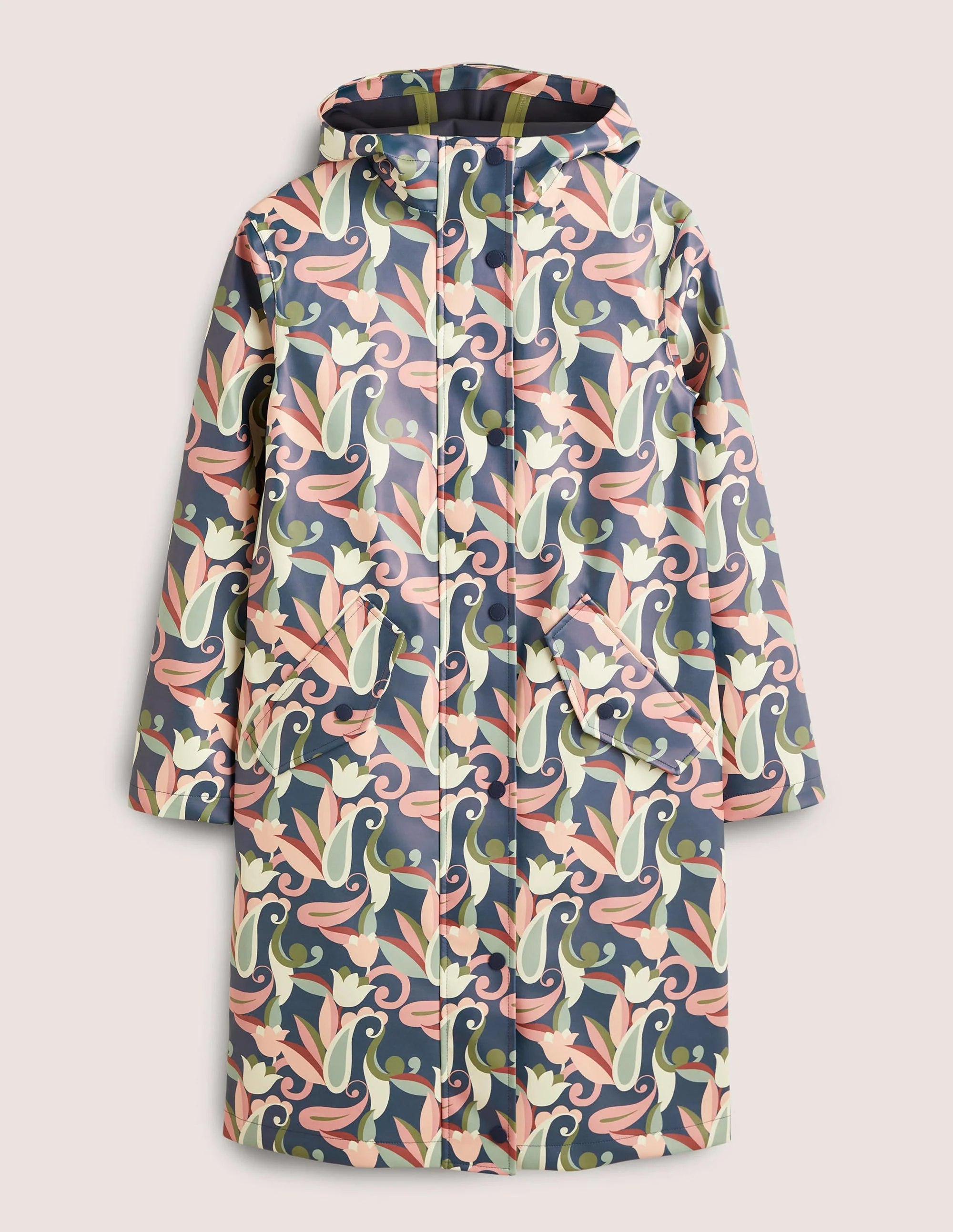 Waterproof Longline Raincoat-Multi, Paisley Meadow - Image 6