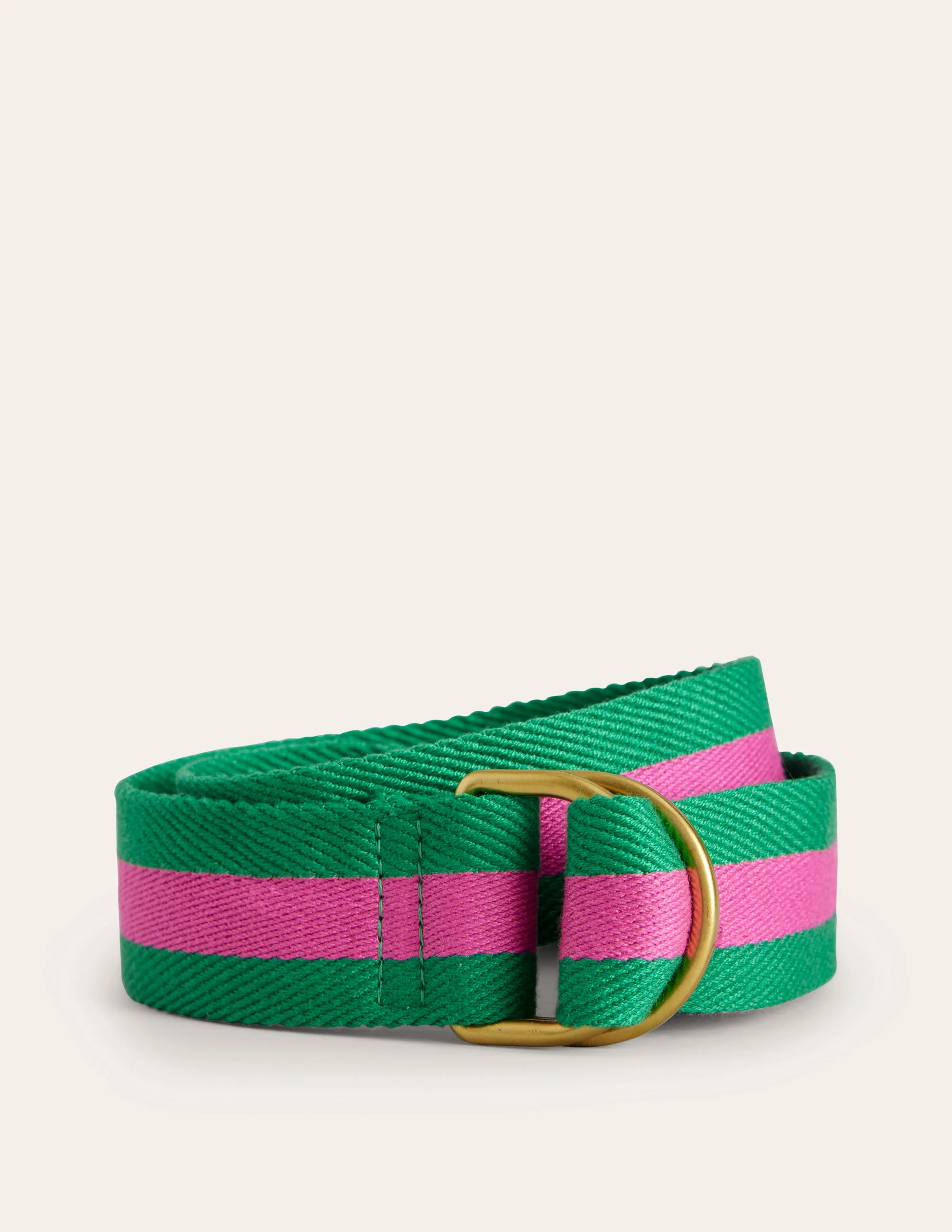 Webbing D-Ring Belt-Pink and Green