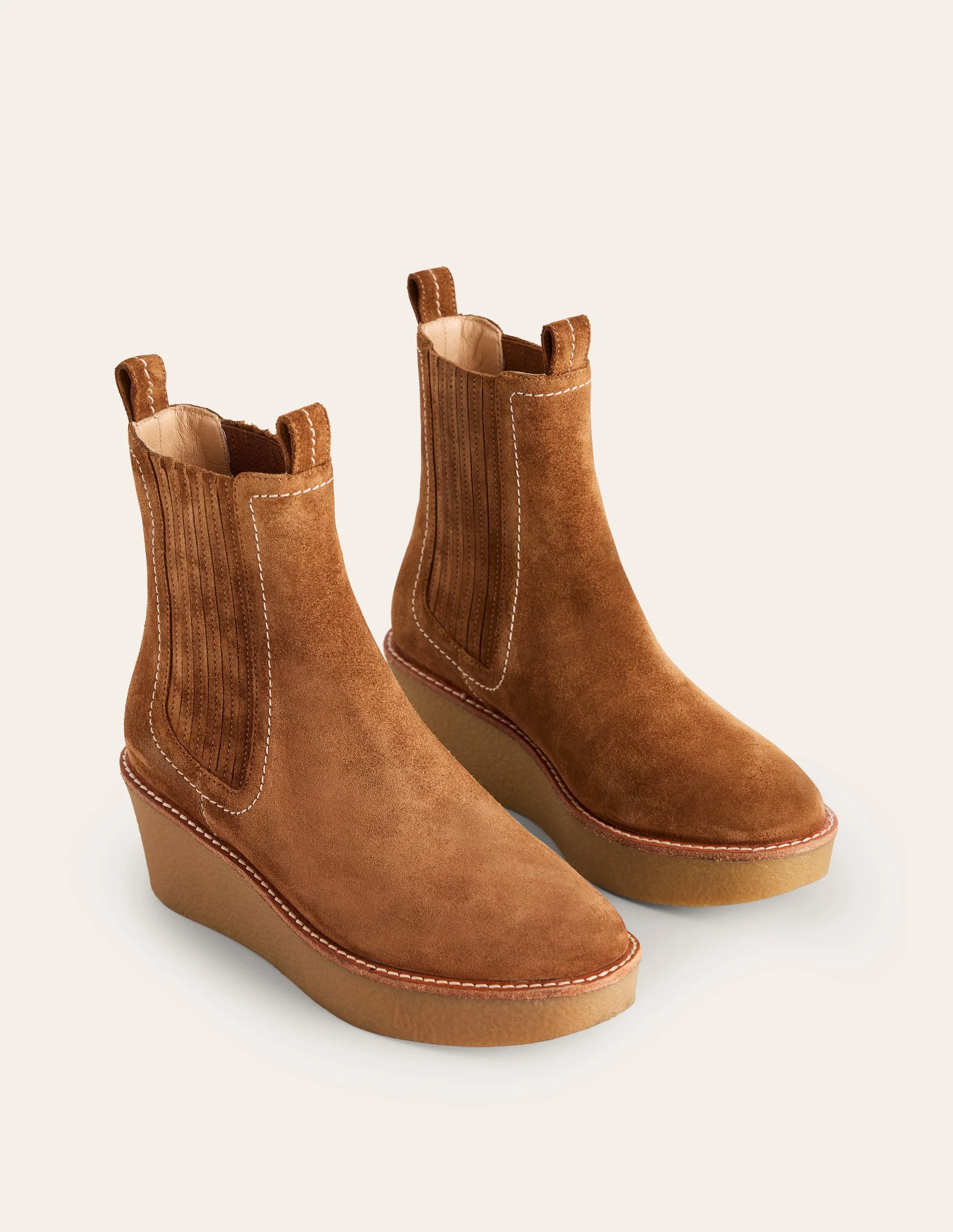 Wedge Ankle Boots-Tan - Image 3