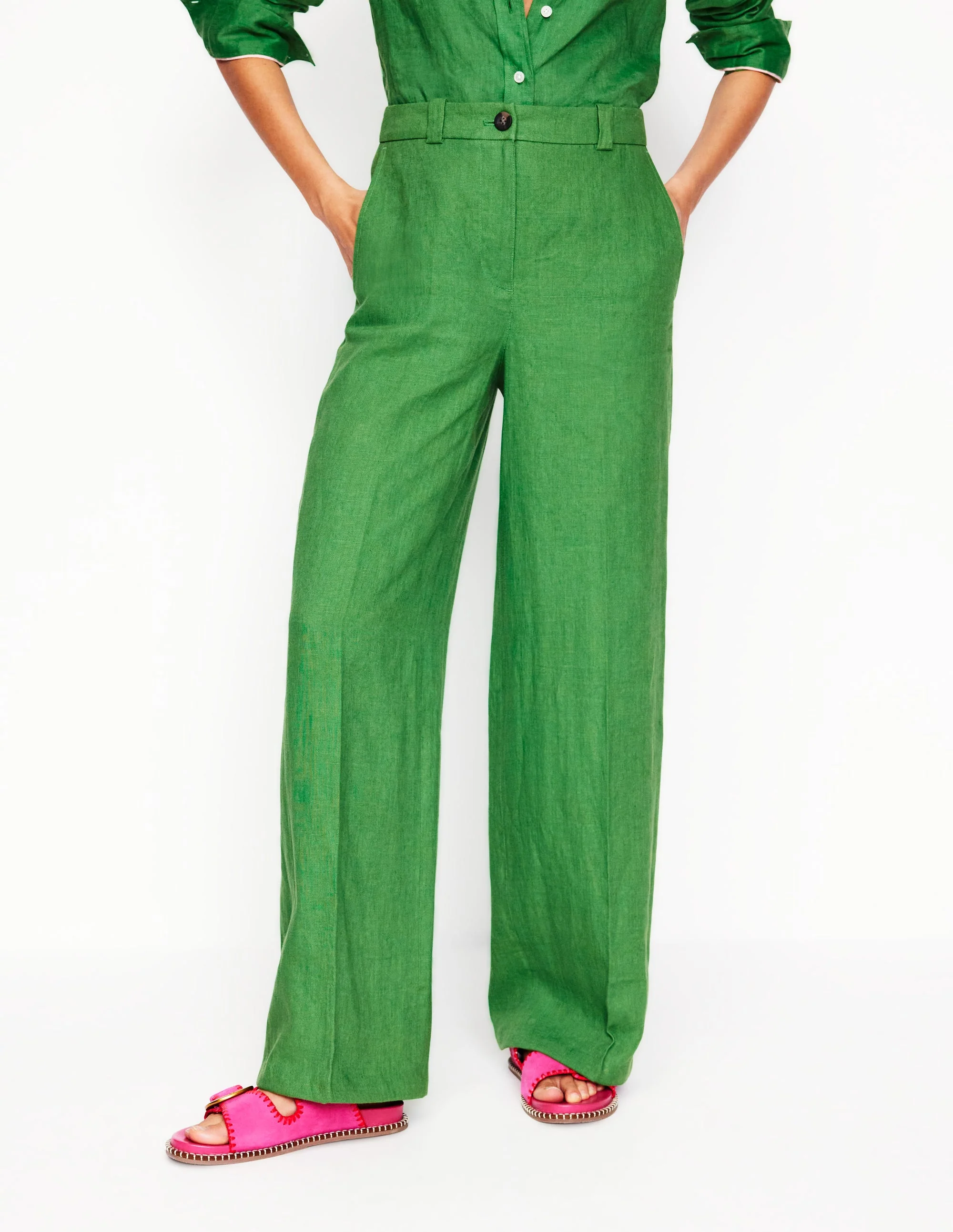 Westbourne Linen Pants-Paradise Green - Image 4