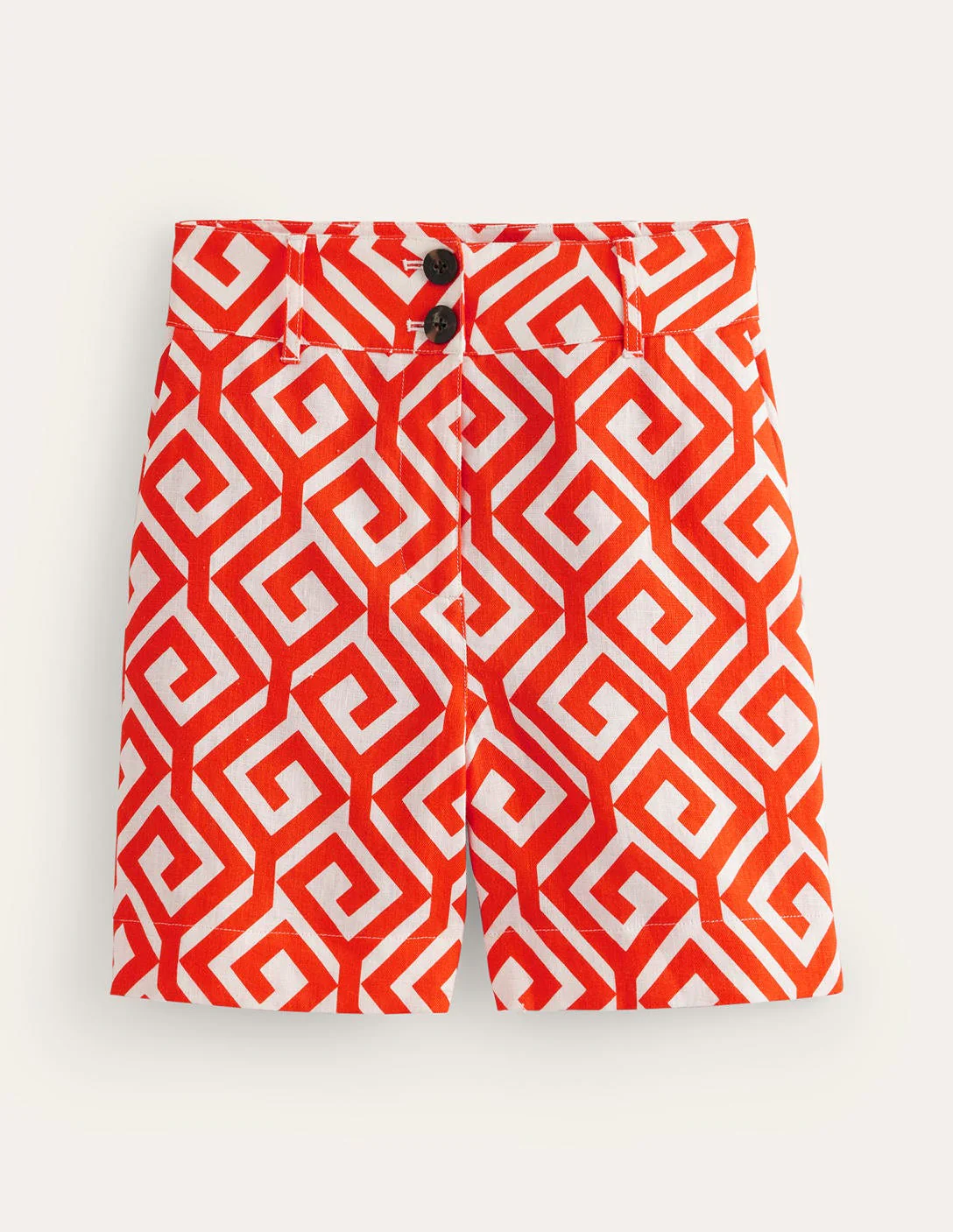 Westbourne Linen Shorts-Flame Scarlet, Maze - Image 6