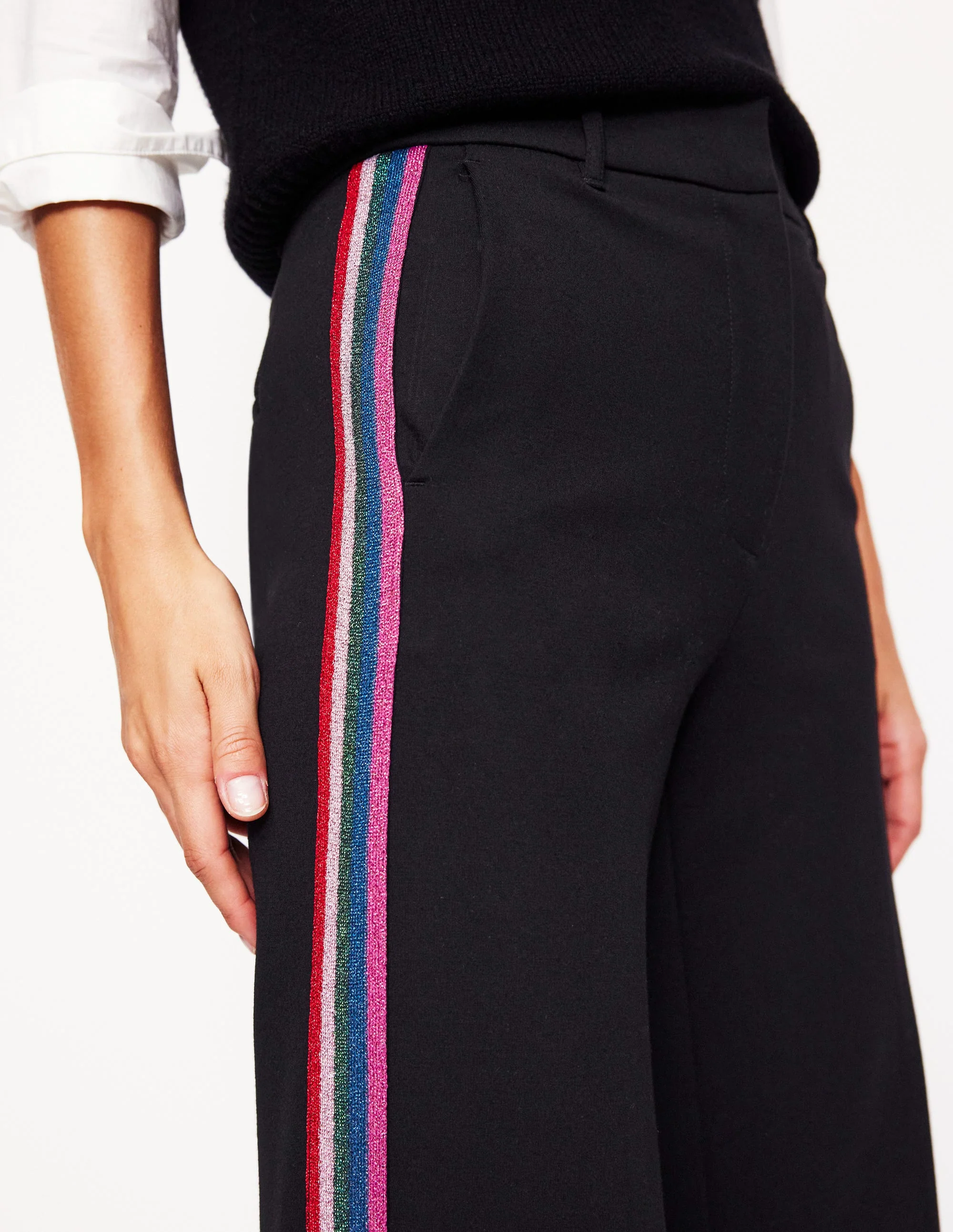 Westbourne Ponte Pants-Black, Rainbow Stripe - Image 2