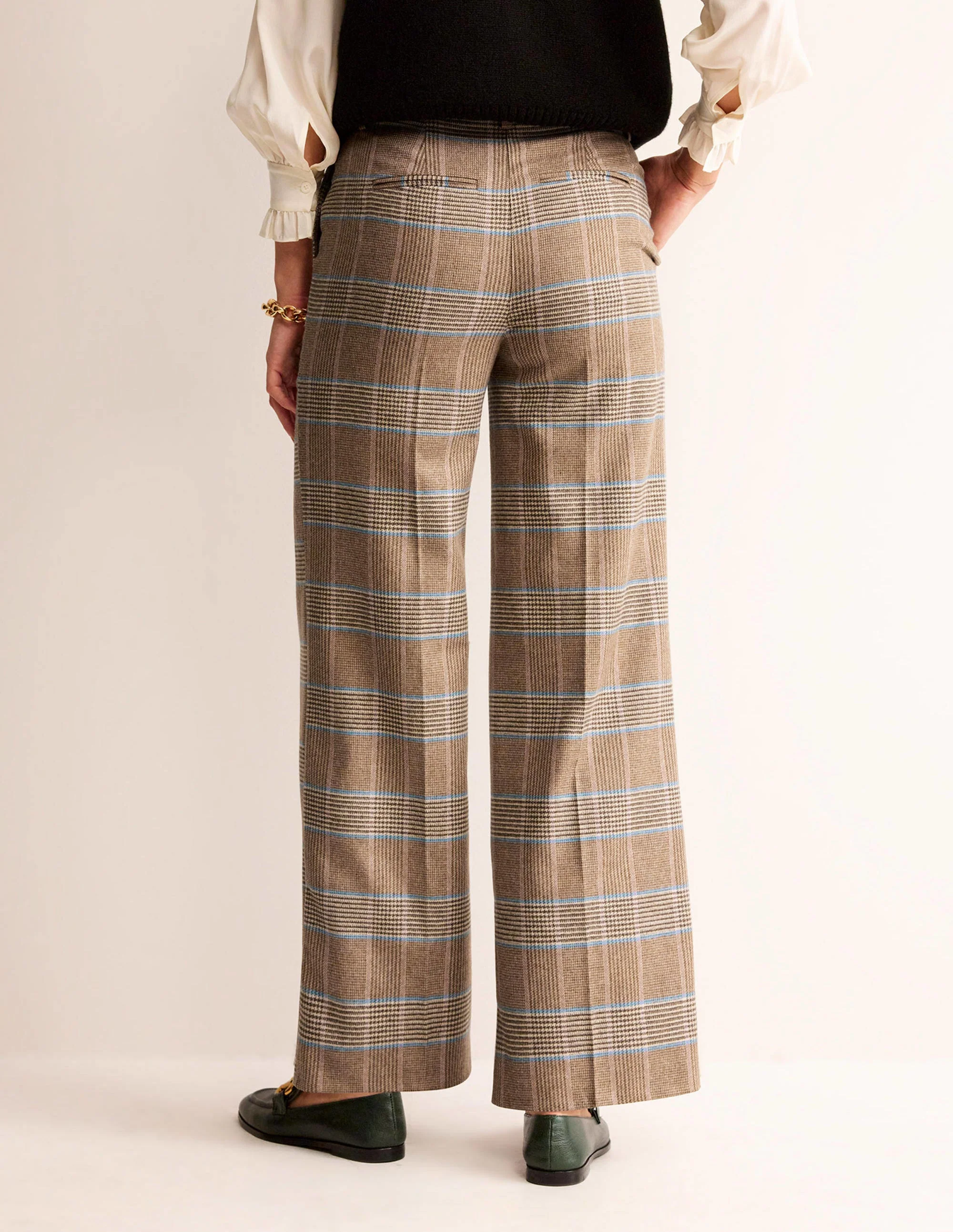 Westbourne Wool Pants-Camel and Pink Prince of Wales - Image 3