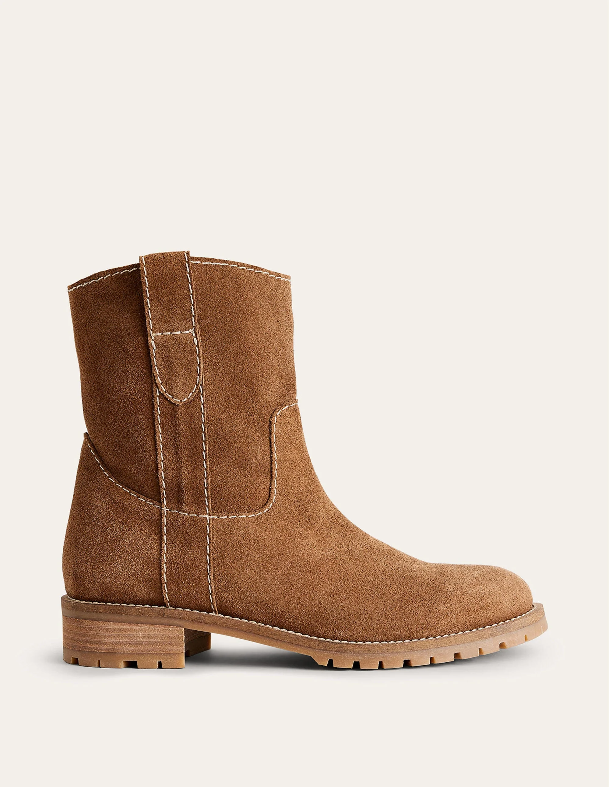 Western Suede Ankle Boots-Tan Suede - Image 3