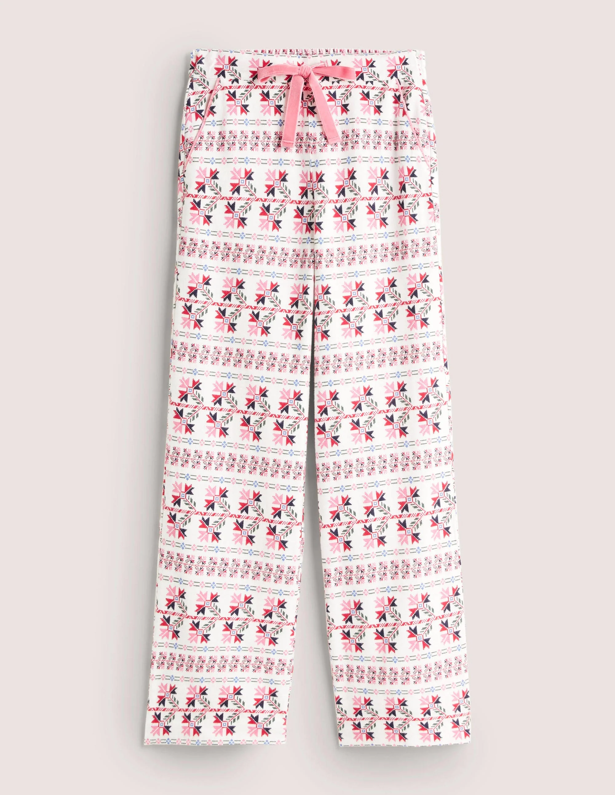 White Aztec Print Pajama Bottoms-Ivory, Aztec Bloom - Image 5