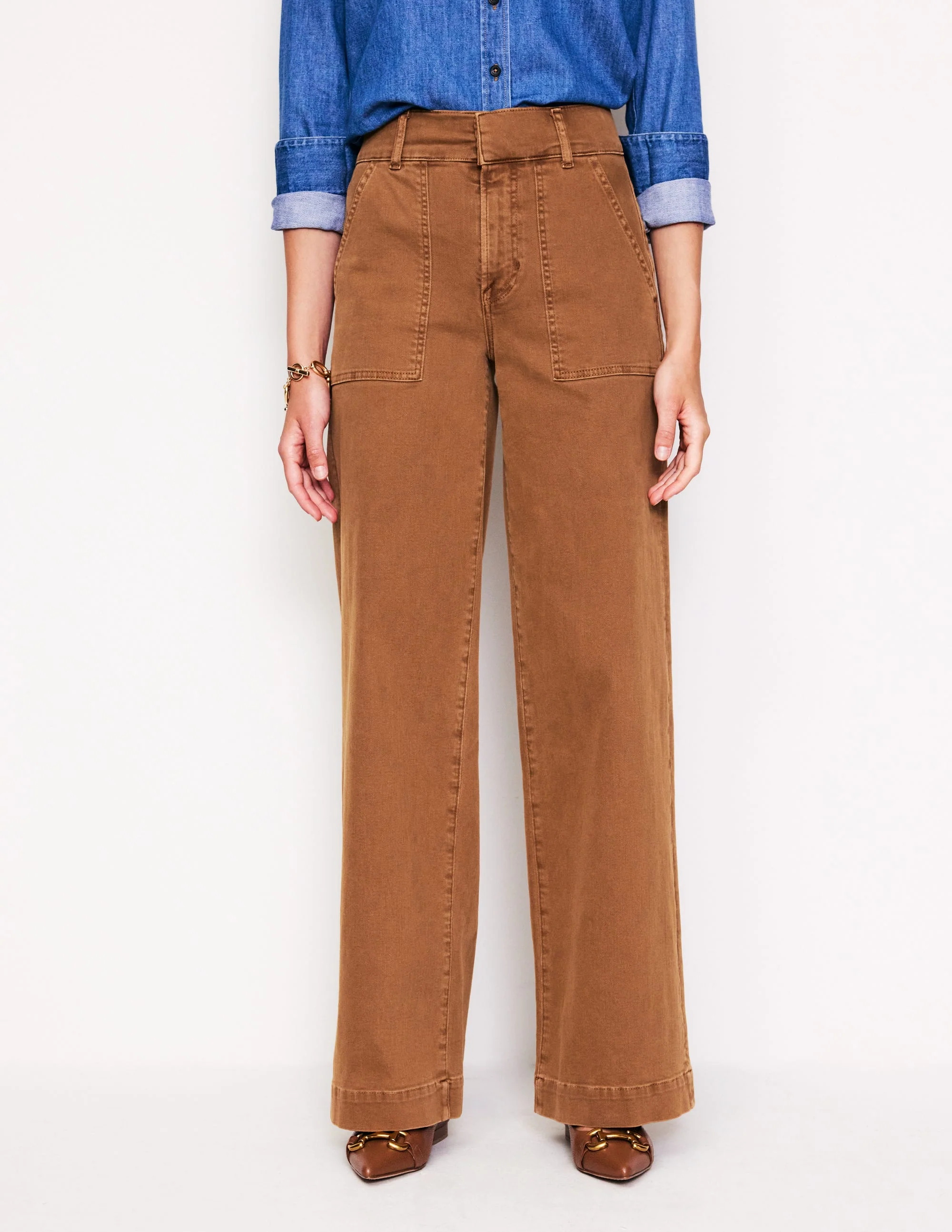 Wide Leg Cargo Pants-Gingerbread - Image 4