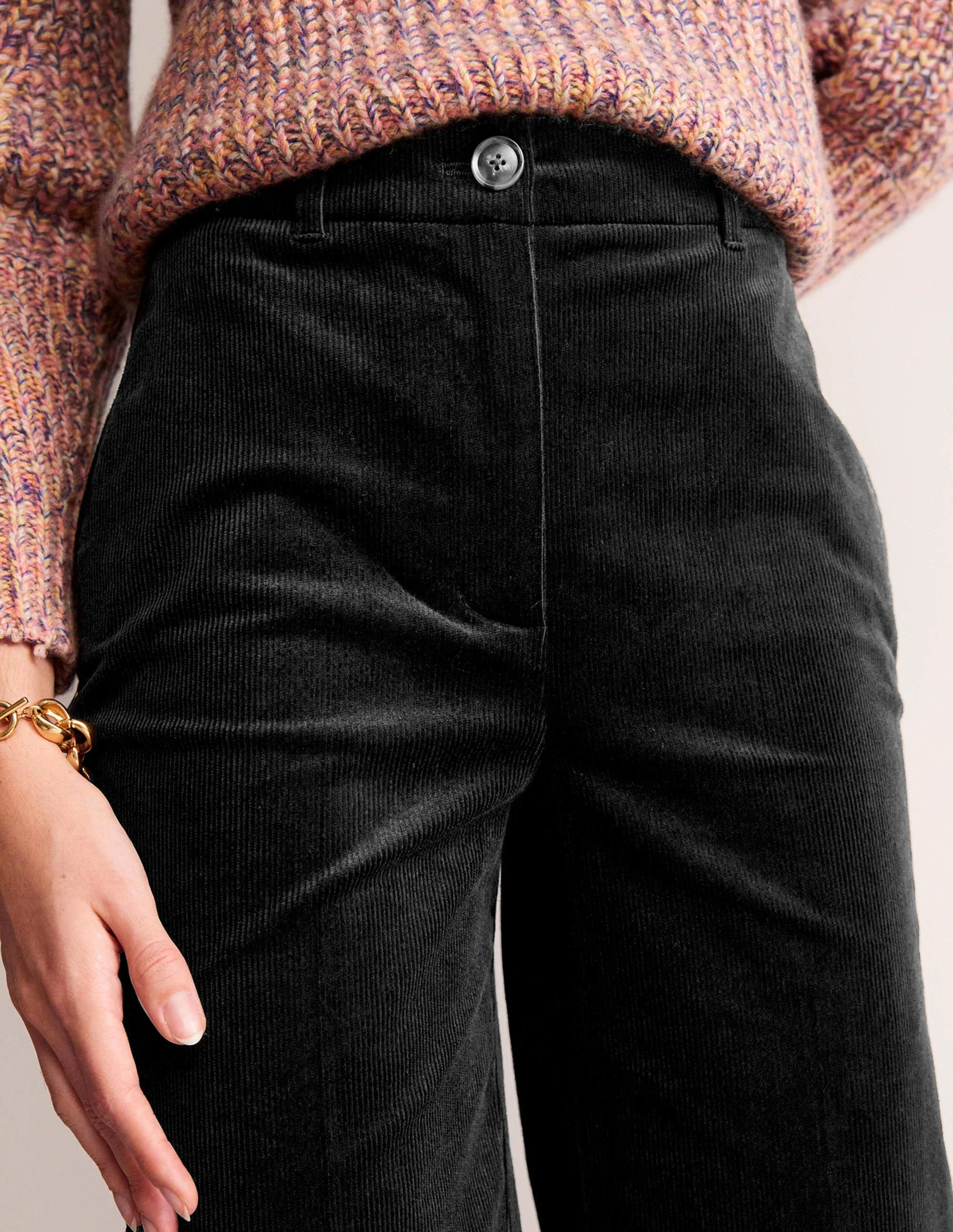 Wide-Leg Corduroy Pants-Black - Image 2
