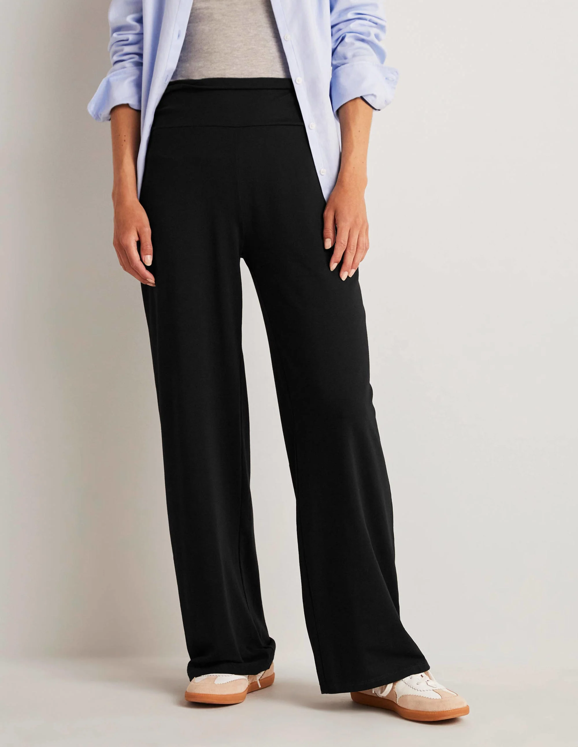 Wide Leg Jersey Pants-Black - Image 8