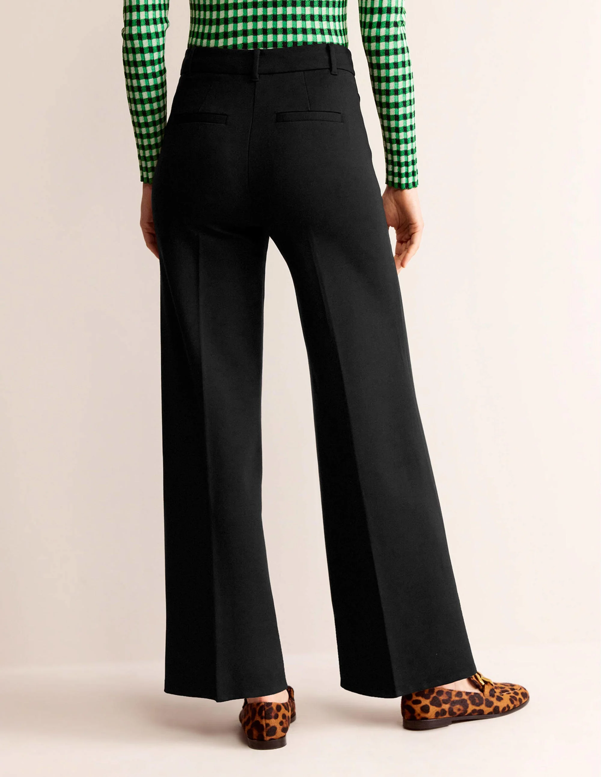 Wide Leg Jersey Pants-BLACK - Image 3
