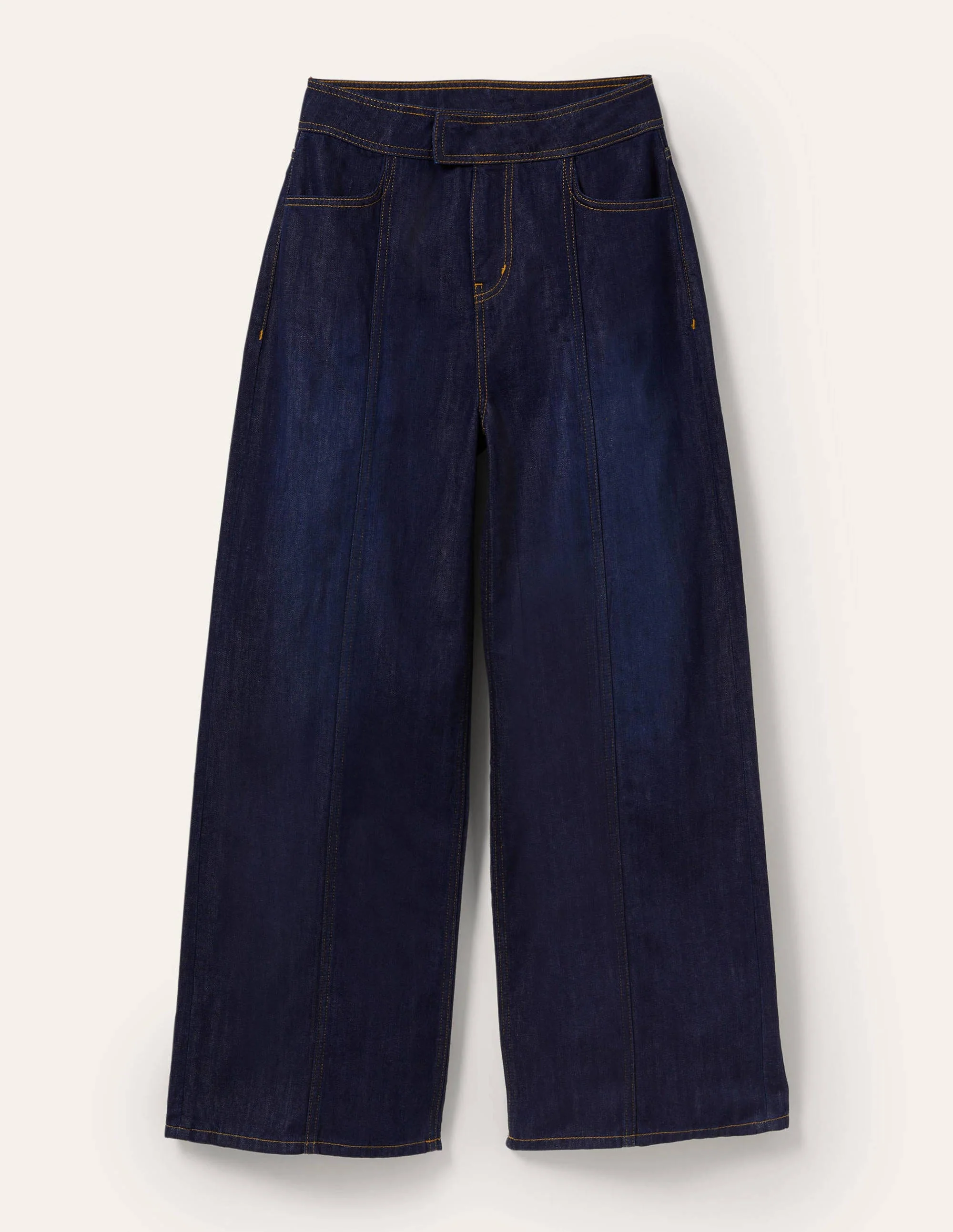 Wide Leg Seam Detail Jeans-Indigo - Image 7