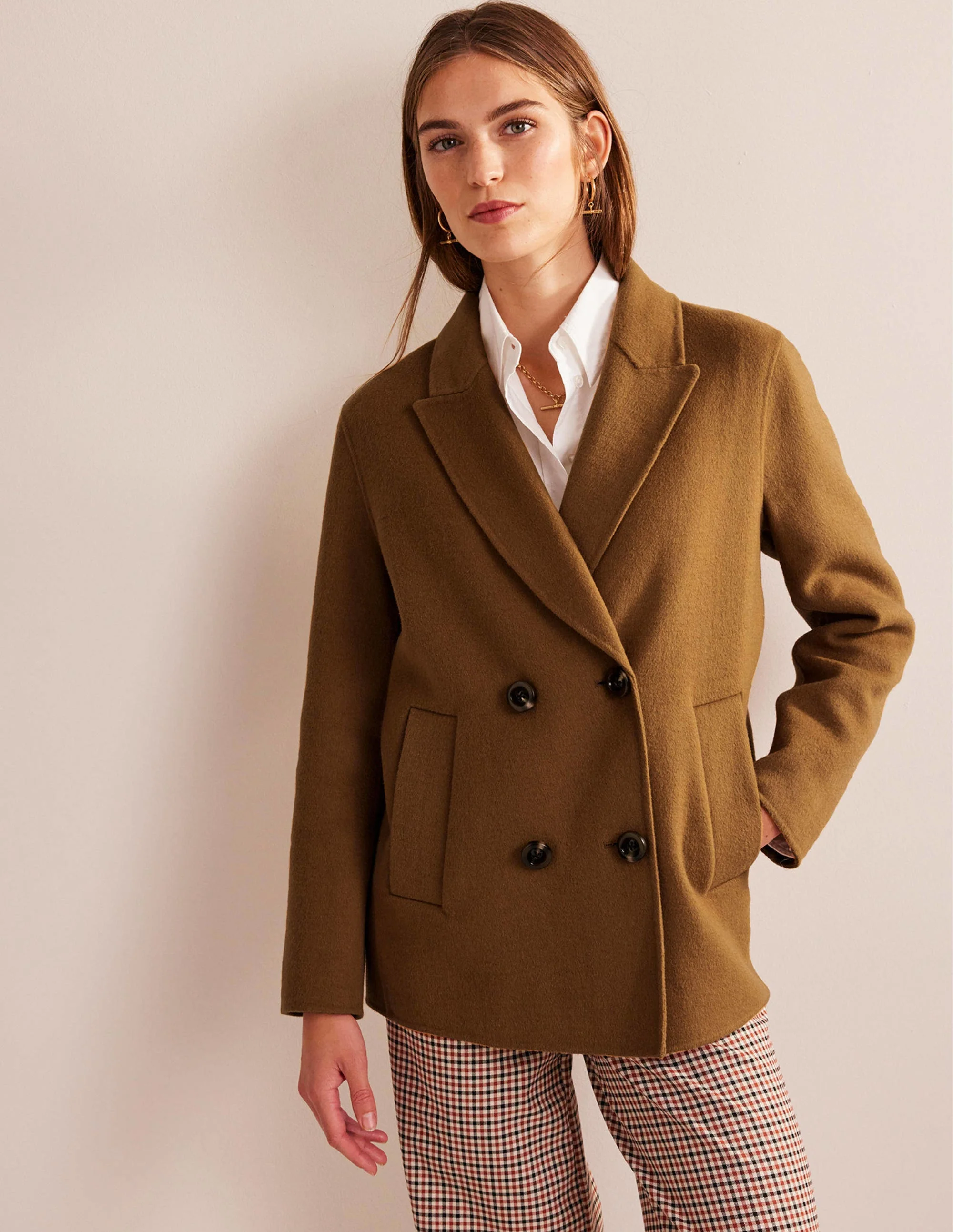Wool-Blend Pea Coat-Camel - Image 4