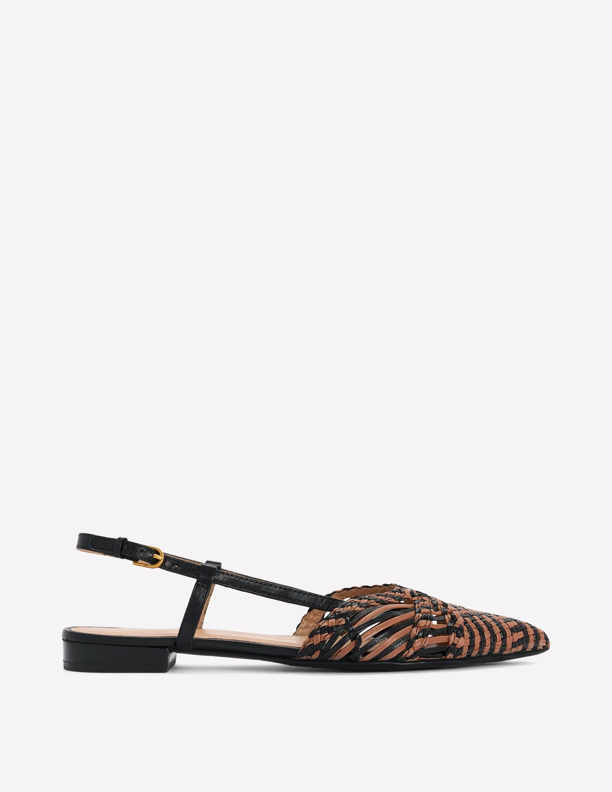 Woven Detail Pointed Flat-Black/ Neutral - Image 2