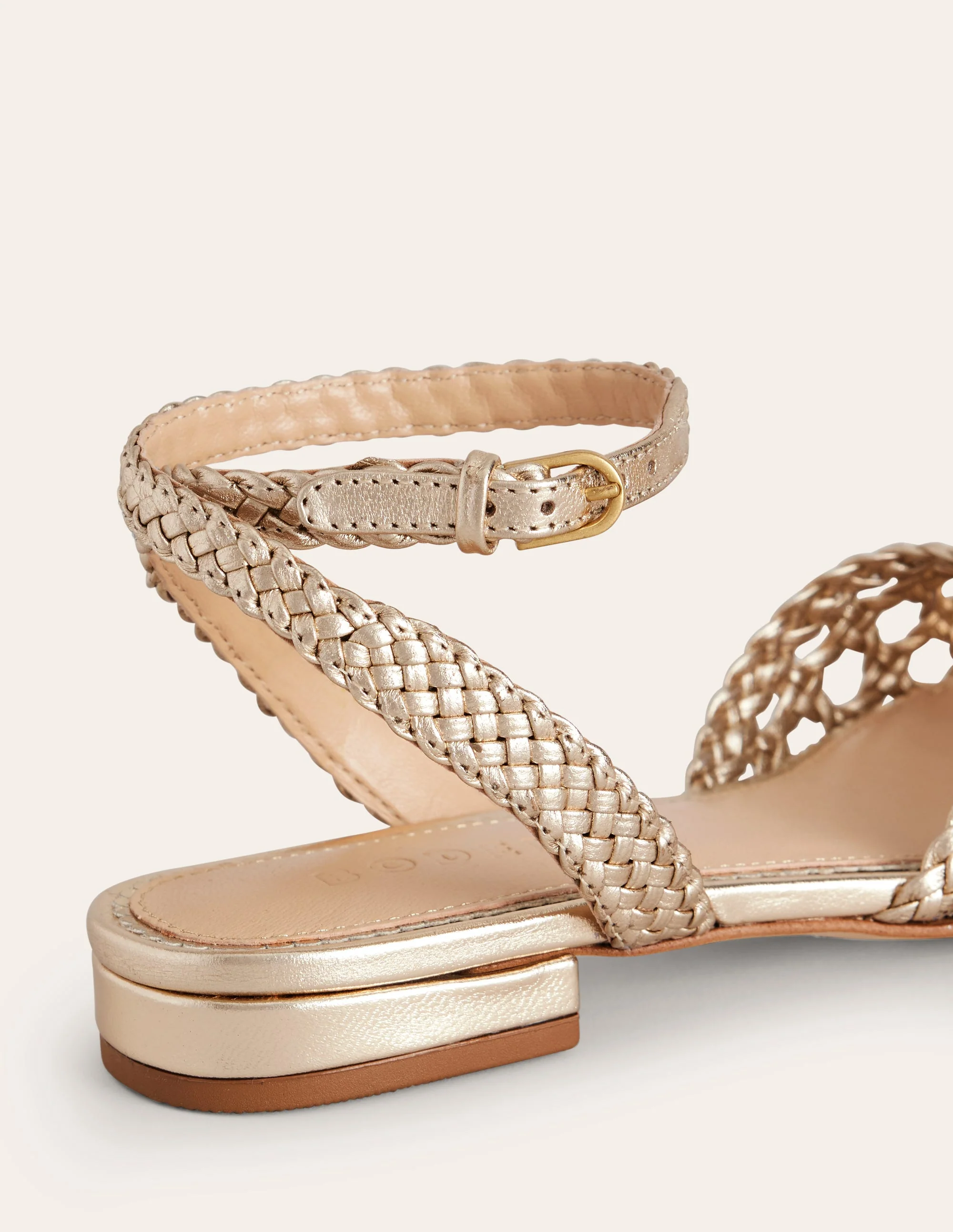 Woven Flat Sandals-Gold - Image 4