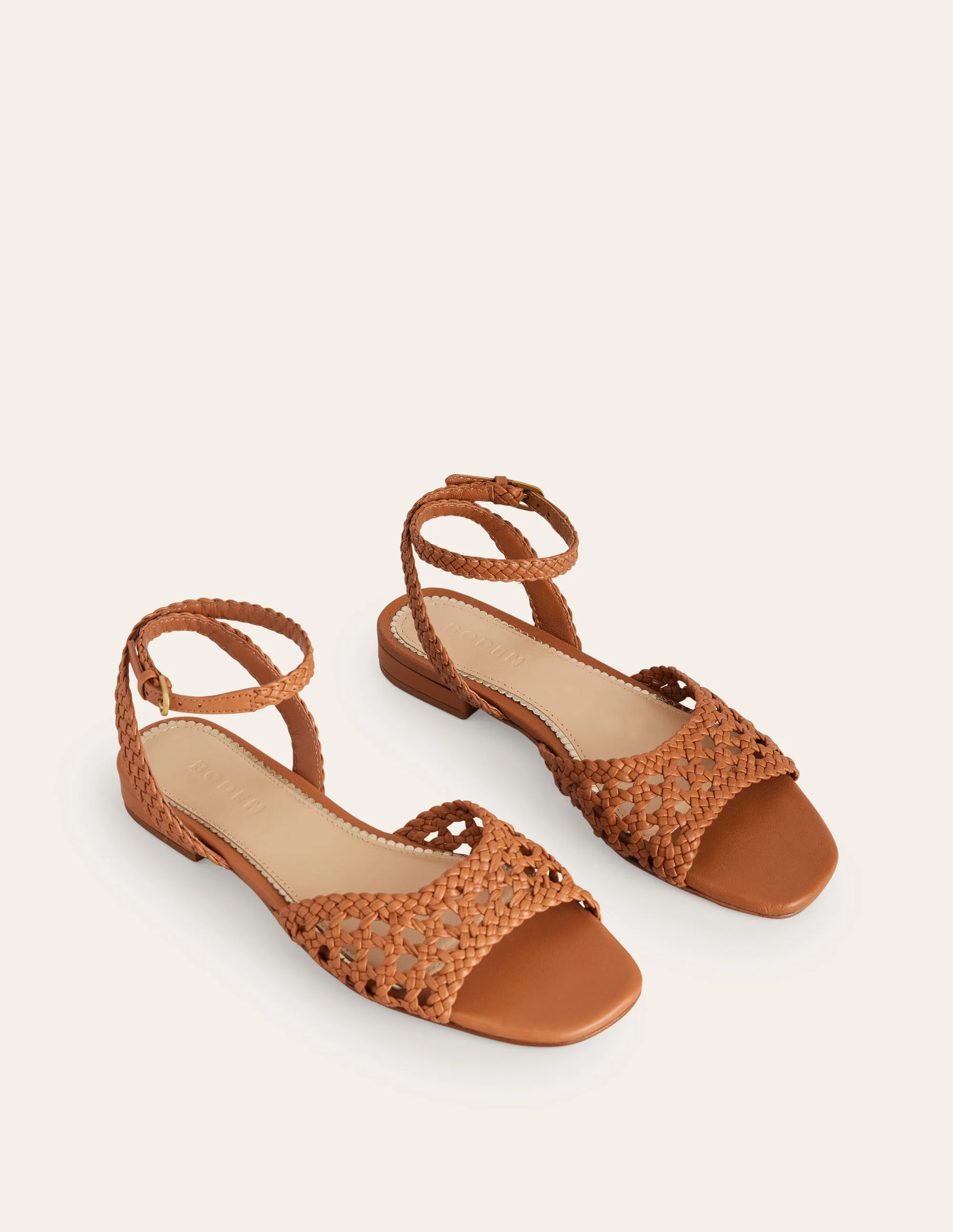 Woven Flat Sandals-Tan - Image 3
