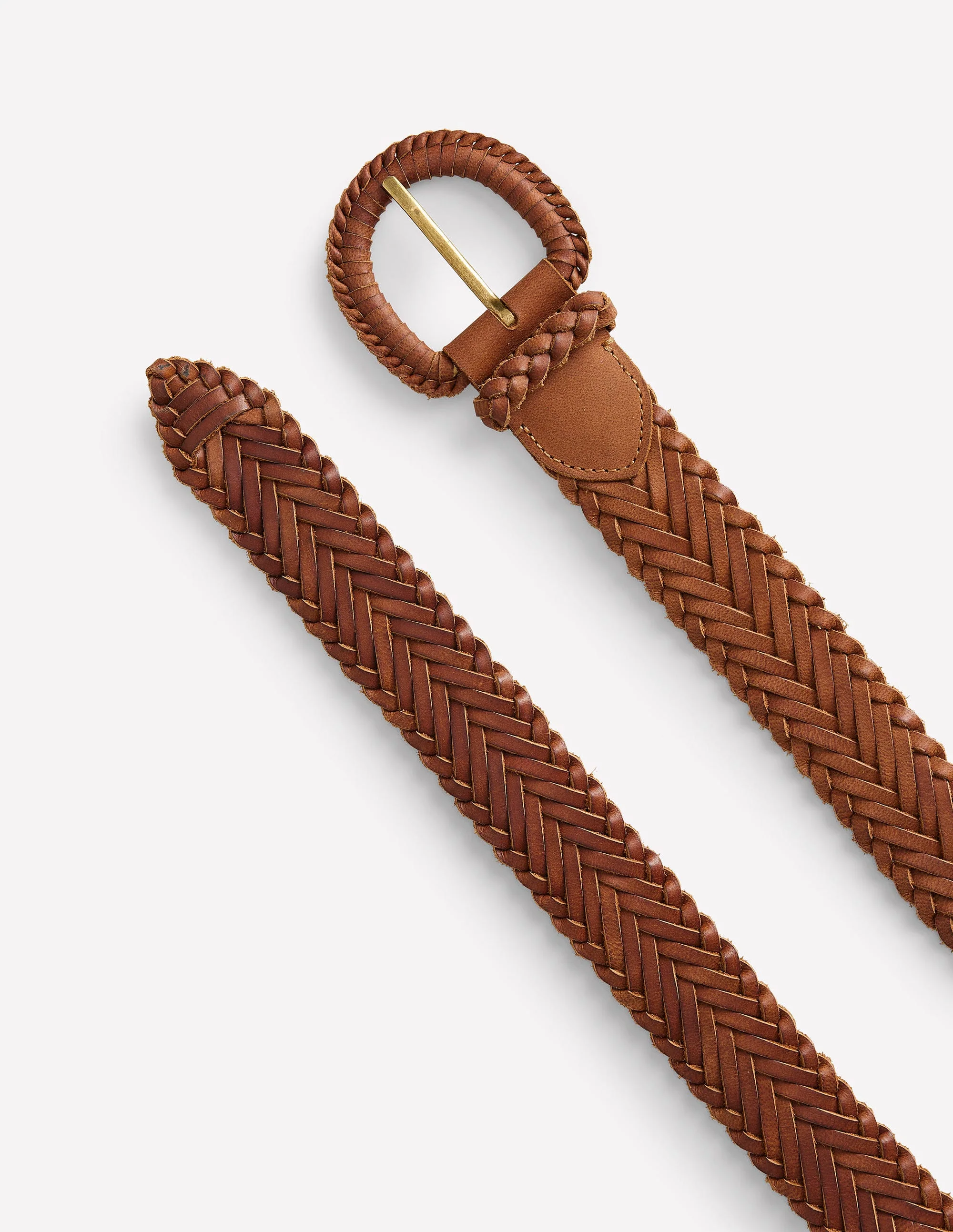Woven Leather Belt-Tan - Image 3