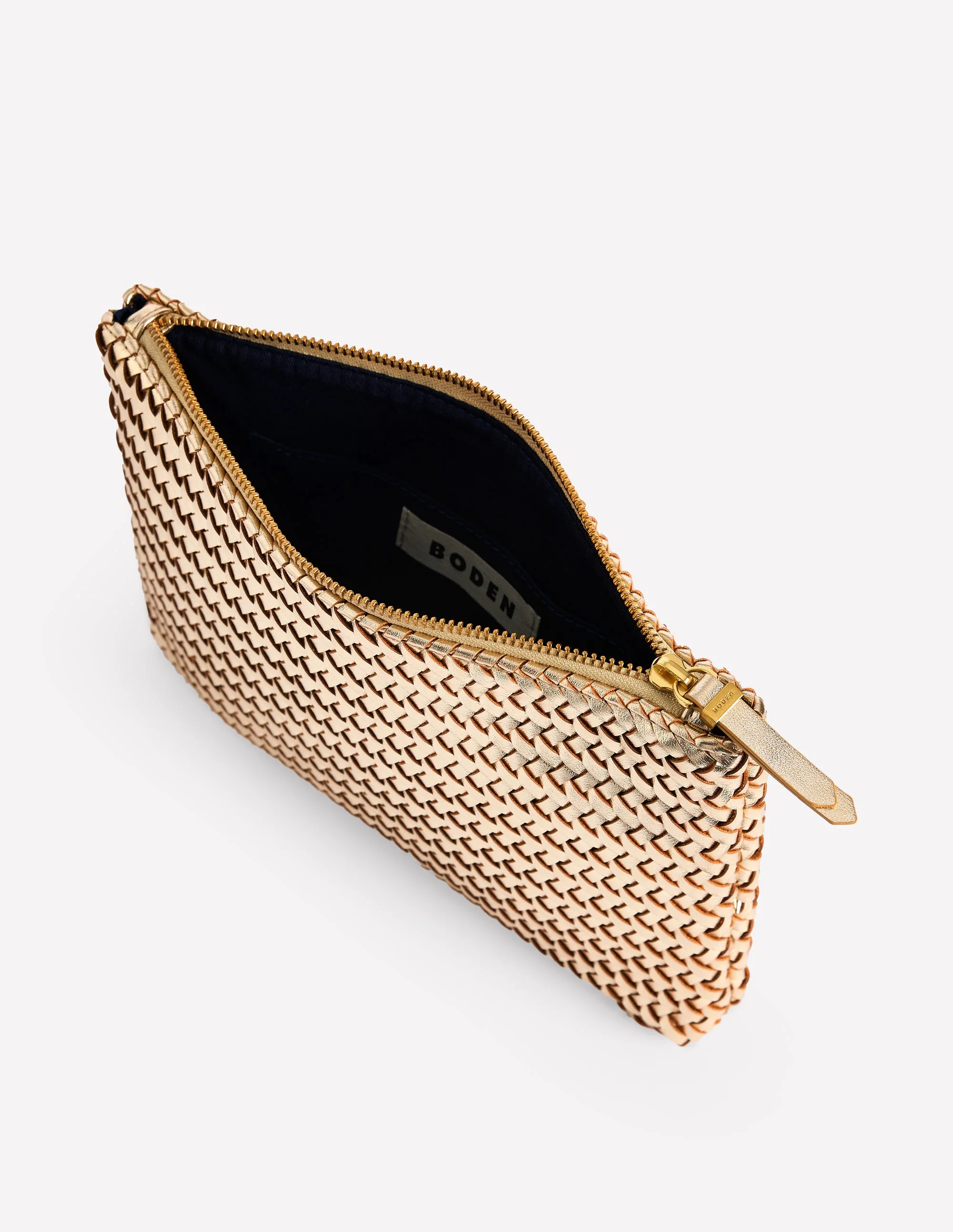 Woven Metallic Pouch-Gold - Image 4