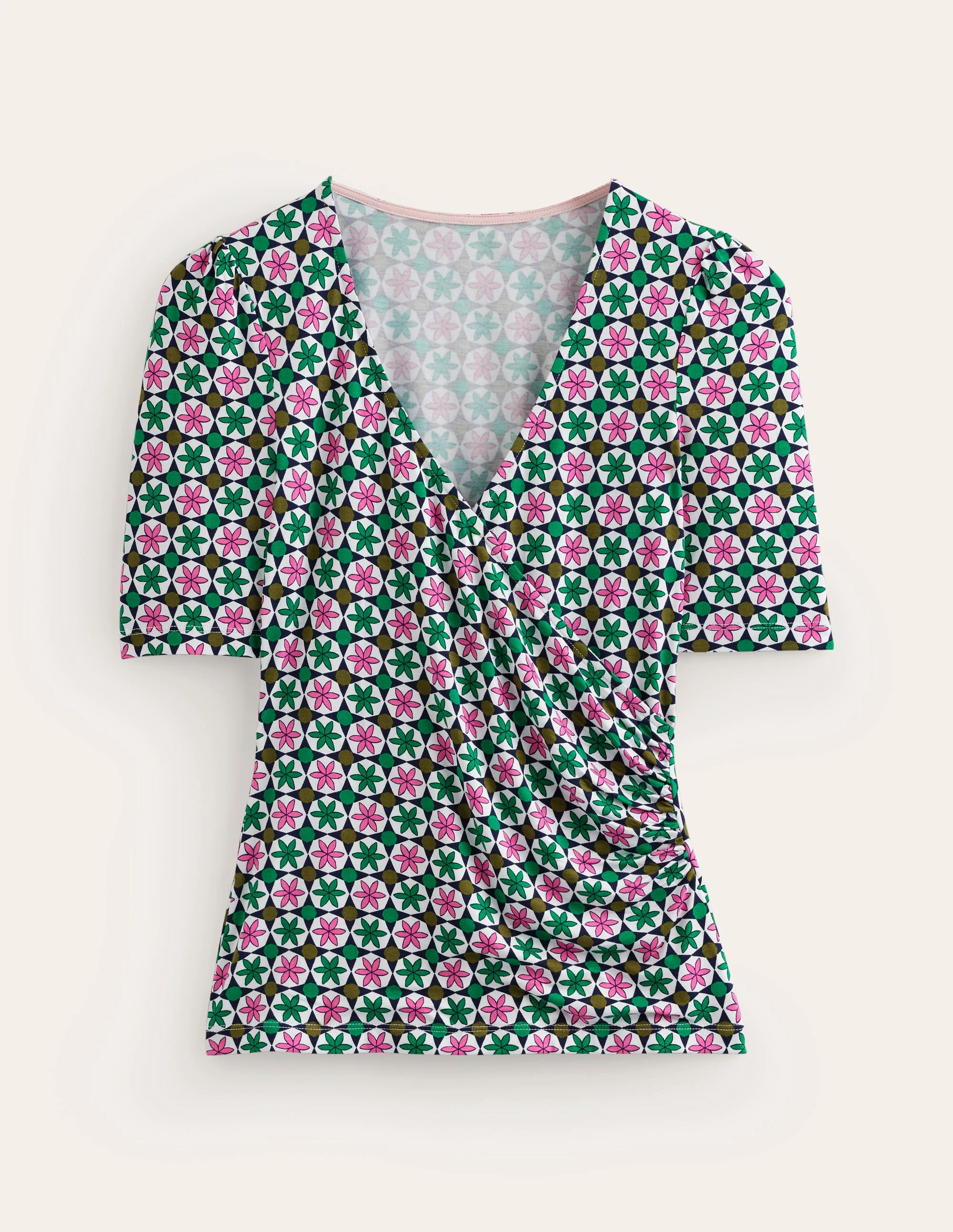 Wrap Front Jersey Top-Multi, Botanic Tile - Image 5