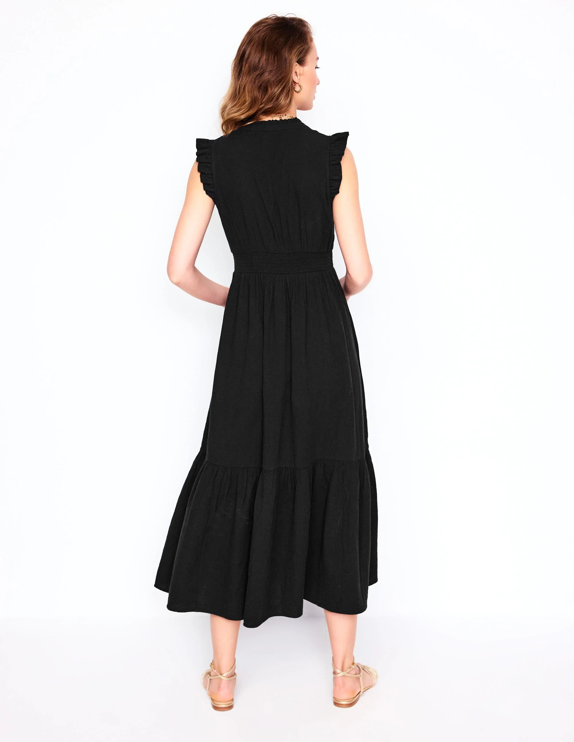 Wren Double Cloth Midi Dress-Black - Image 3