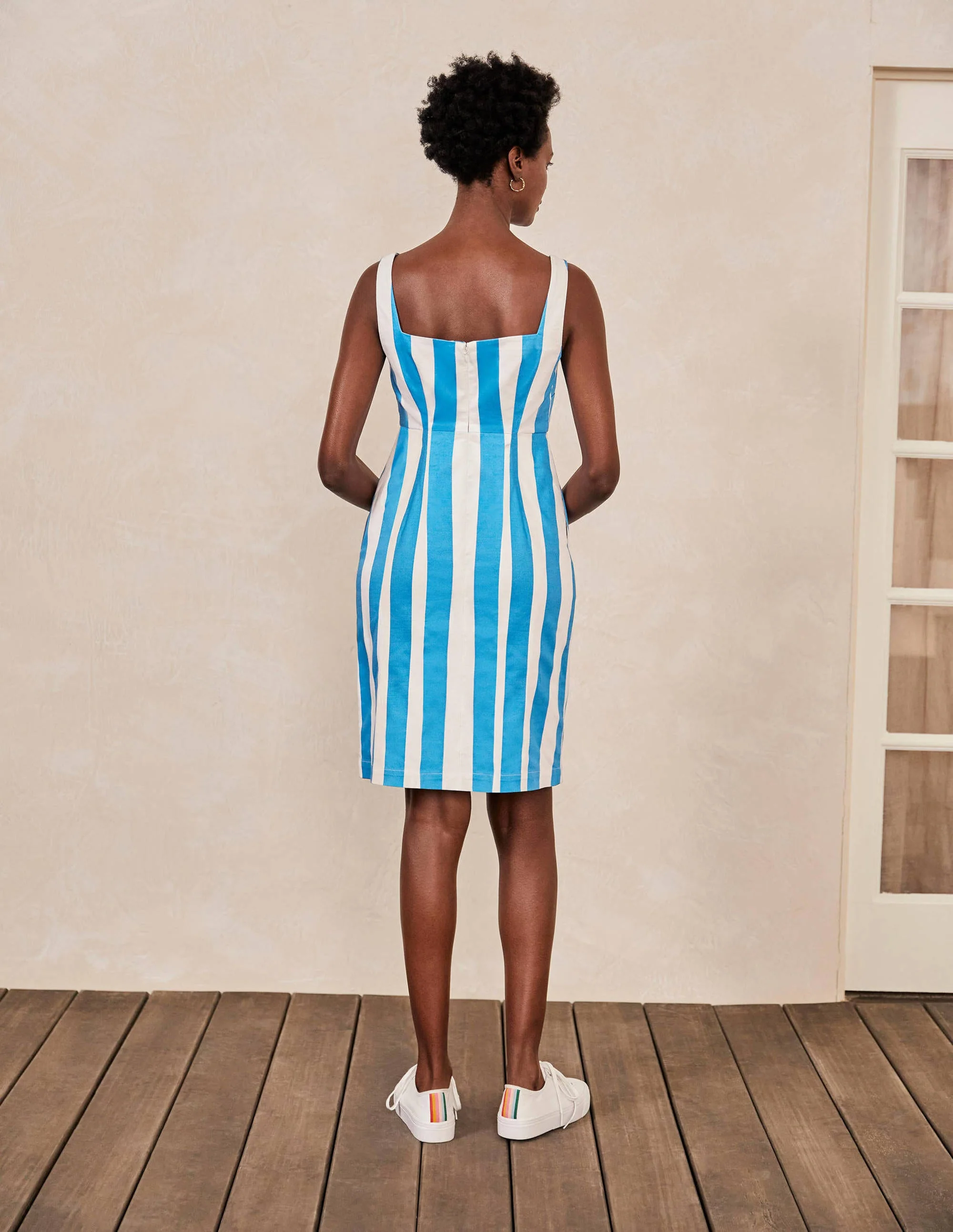 Yolande Shift Dress-Moroccan Blue Stripe - Image 2