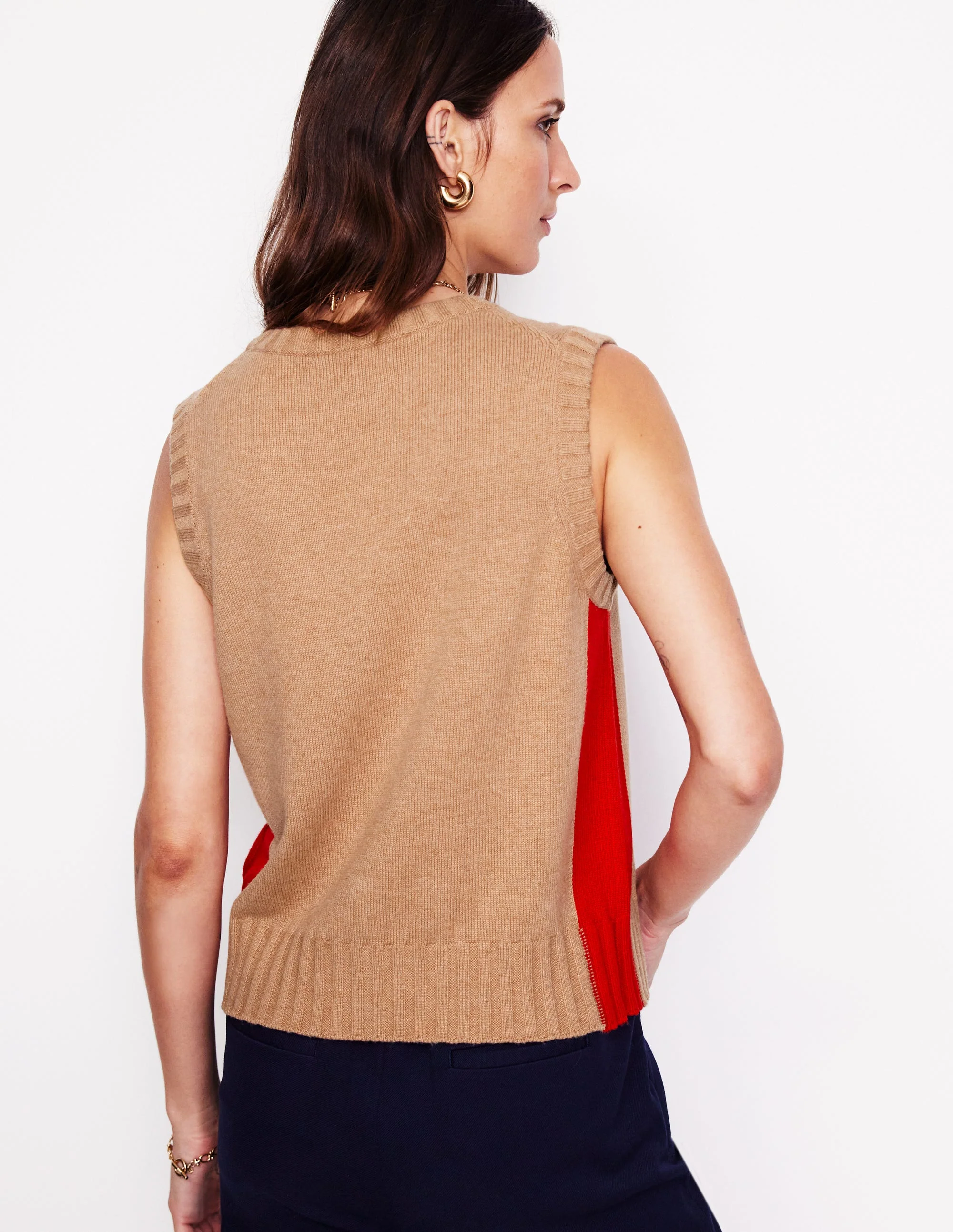 Zia Knitted Waistcoat-Camel Melange - Image 3