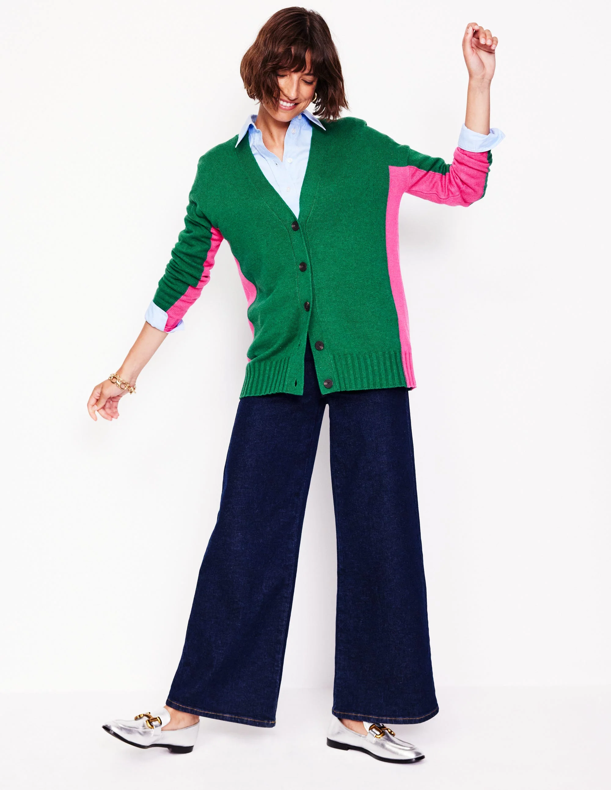 Zia Longline V-Neck Cardigan-Pine Green - Image 4