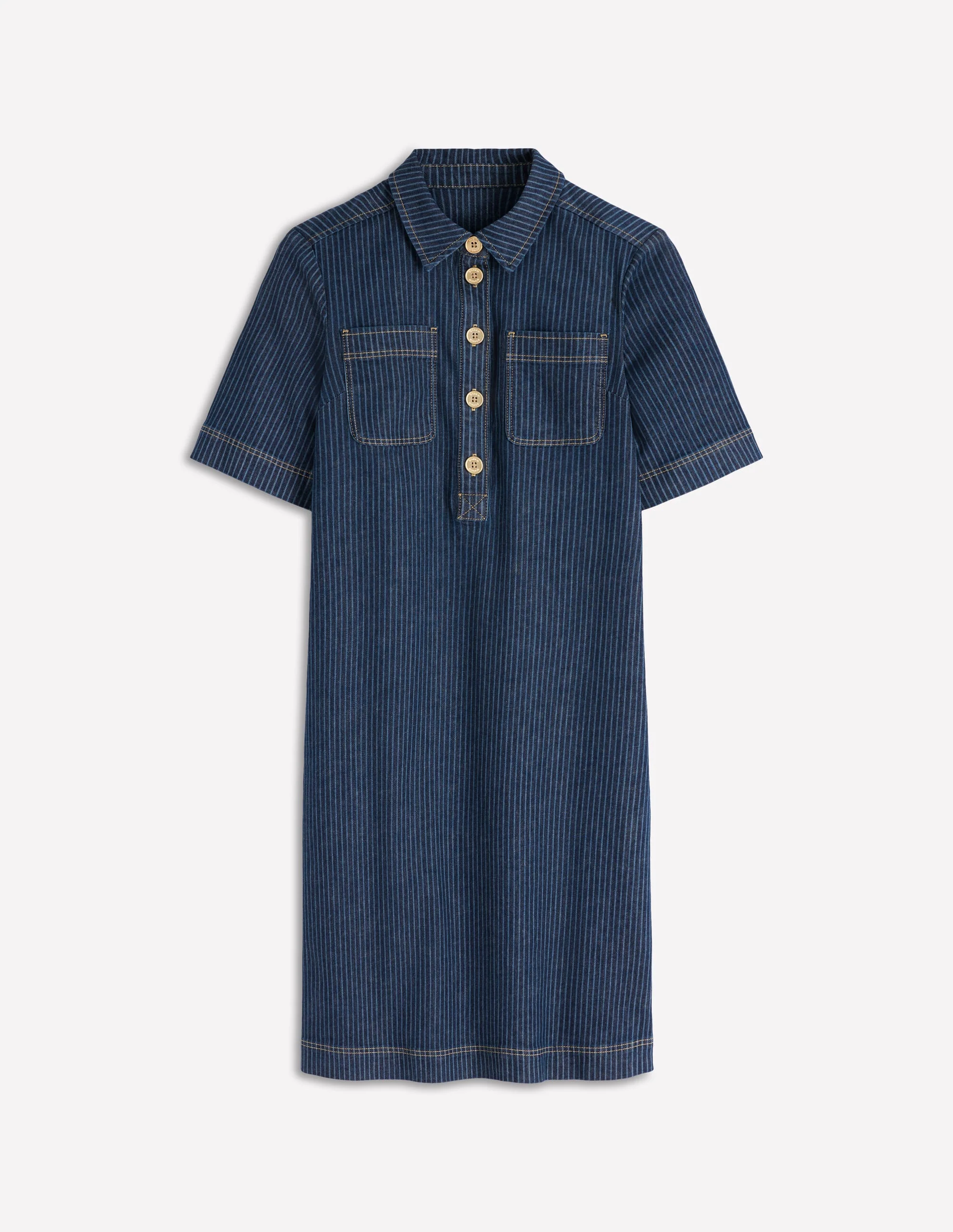 Zia Pocket Shift Dress-Indigo Stripe - Image 5